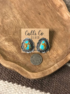 The Chattanooga Turquoise Studs, 2-Earrings-Calli Co., Turquoise and Silver Jewelry, Native American Handmade, Zuni Tribe, Navajo Tribe, Brock Texas