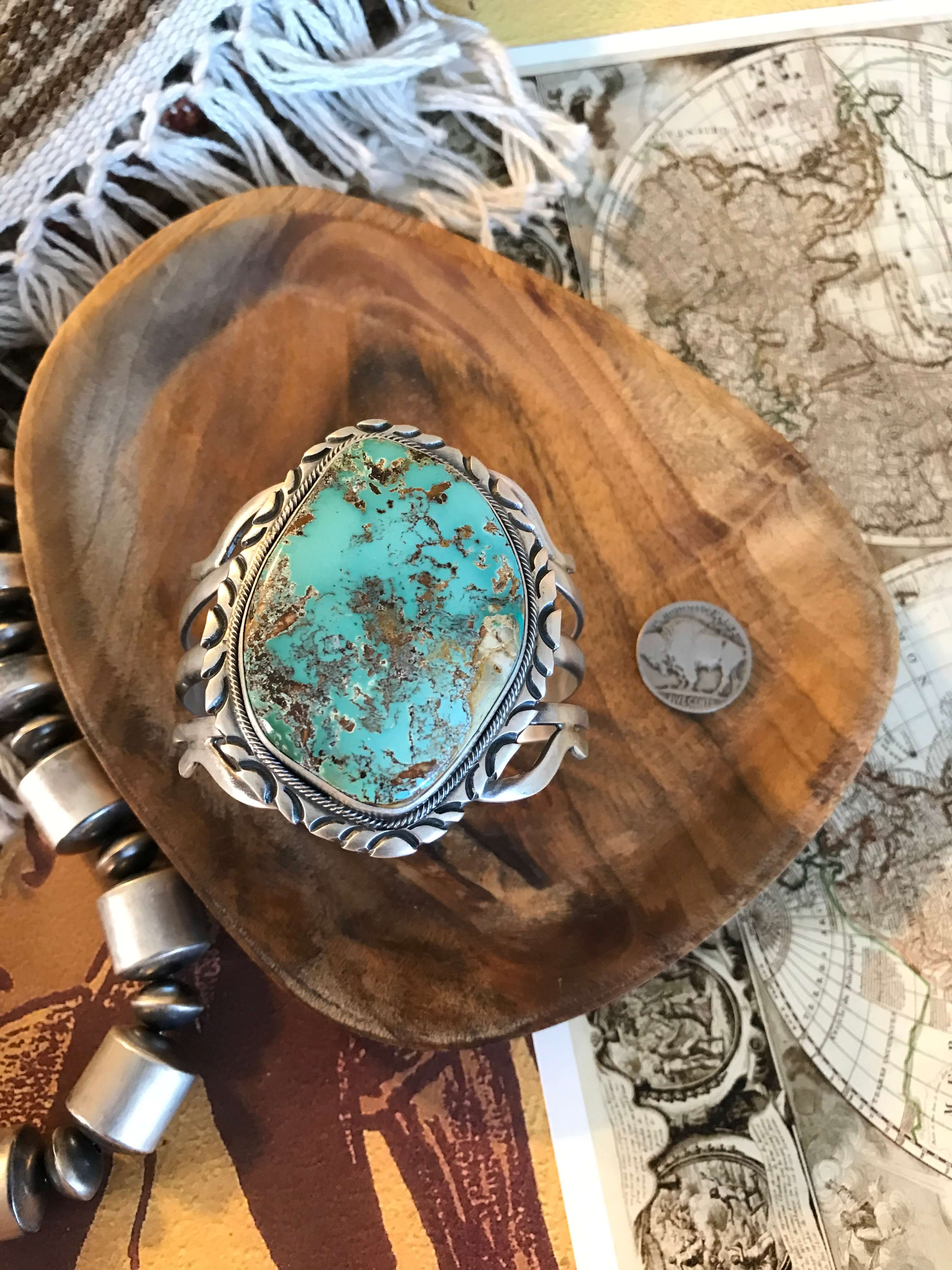 The Navarro Turquoise Cuff-Bracelets & Cuffs-Calli Co., Turquoise and Silver Jewelry, Native American Handmade, Zuni Tribe, Navajo Tribe, Brock Texas