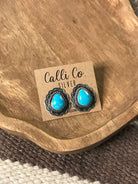 The Chattanooga Turquoise Studs, 3-Earrings-Calli Co., Turquoise and Silver Jewelry, Native American Handmade, Zuni Tribe, Navajo Tribe, Brock Texas