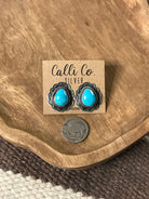 The Chattanooga Turquoise Studs, 3-Earrings-Calli Co., Turquoise and Silver Jewelry, Native American Handmade, Zuni Tribe, Navajo Tribe, Brock Texas