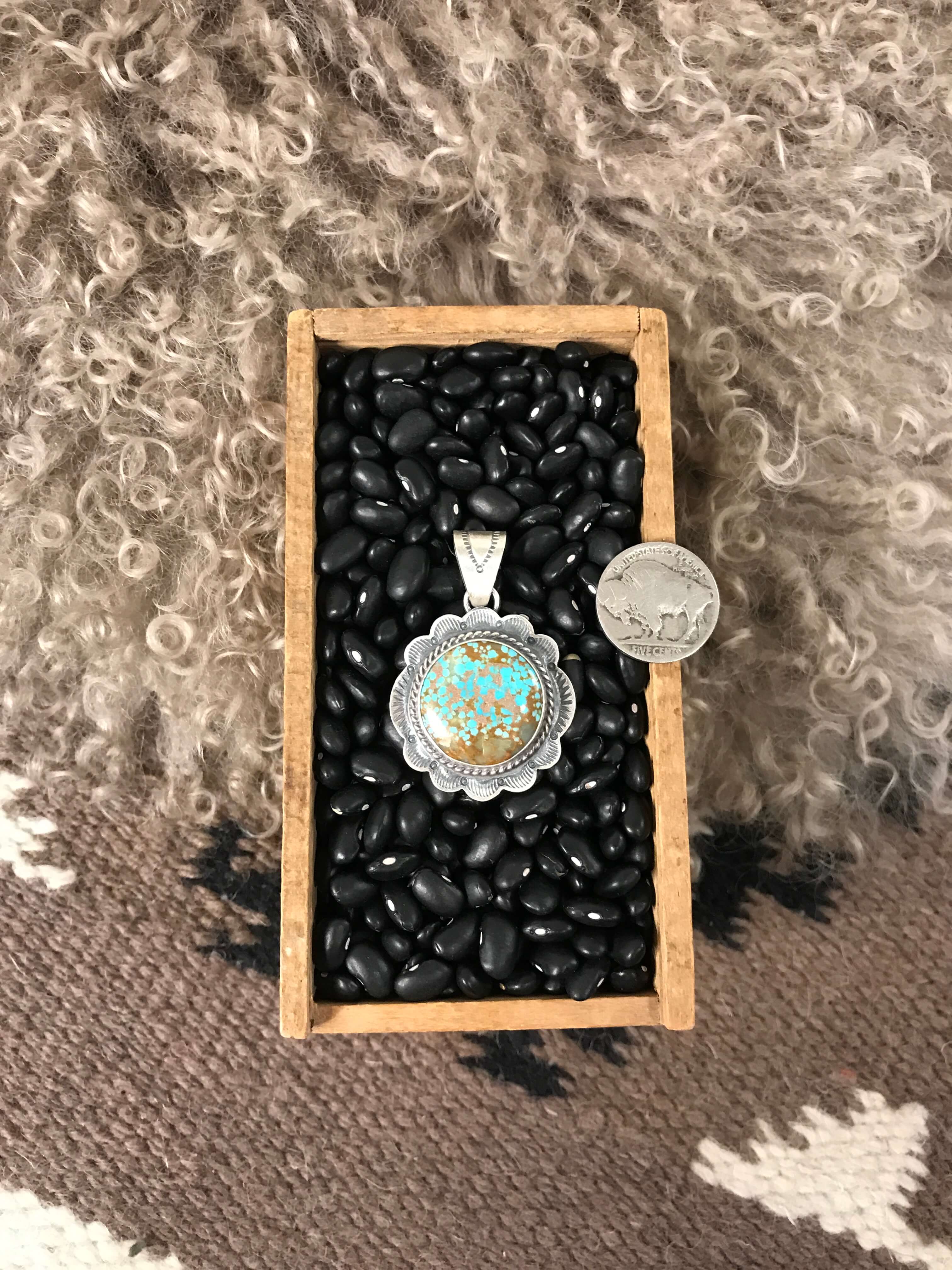 The Nuna Turquoise Pendant-Pendants-Calli Co., Turquoise and Silver Jewelry, Native American Handmade, Zuni Tribe, Navajo Tribe, Brock Texas