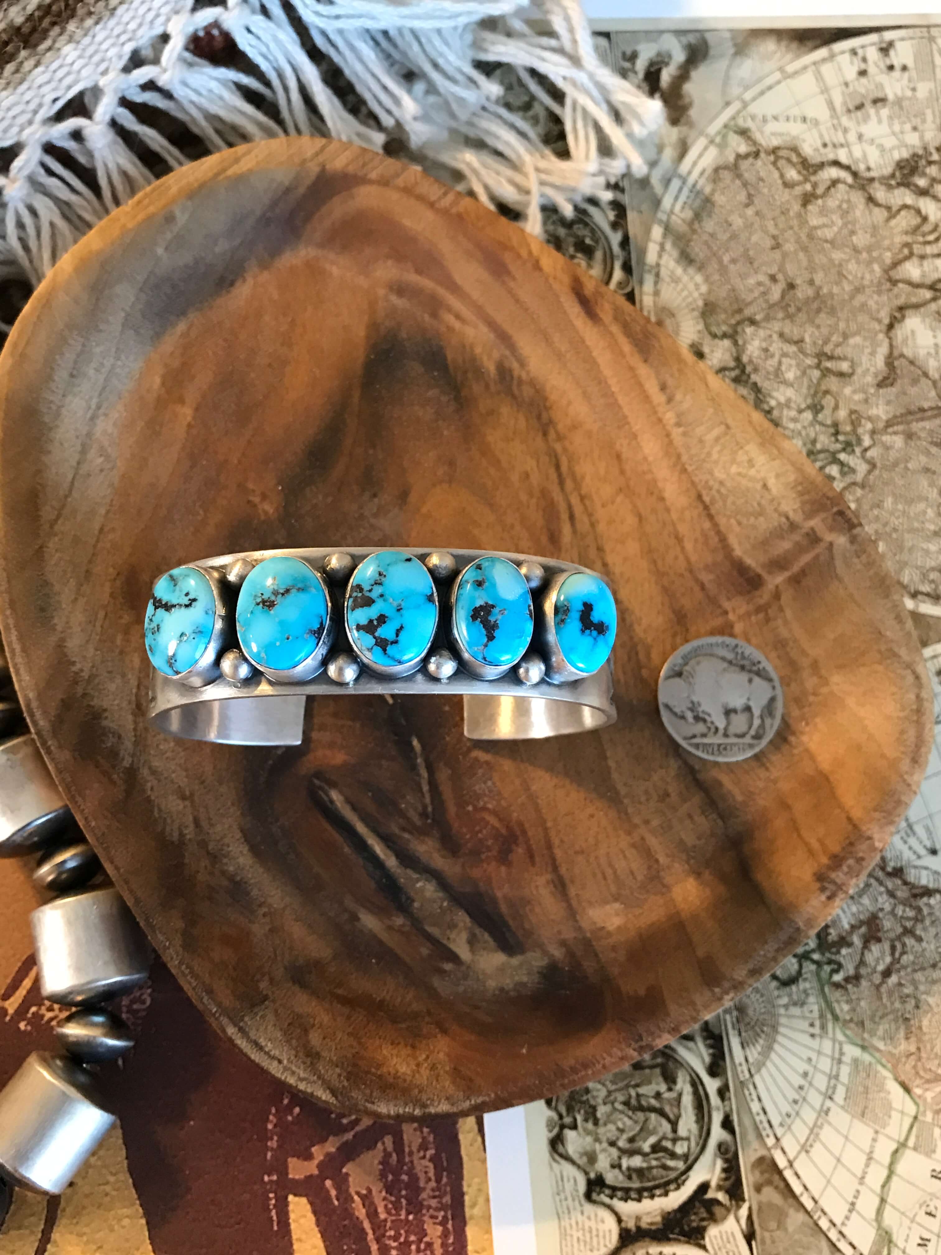 The Grander Turquoise Cuff-Bracelets & Cuffs-Calli Co., Turquoise and Silver Jewelry, Native American Handmade, Zuni Tribe, Navajo Tribe, Brock Texas