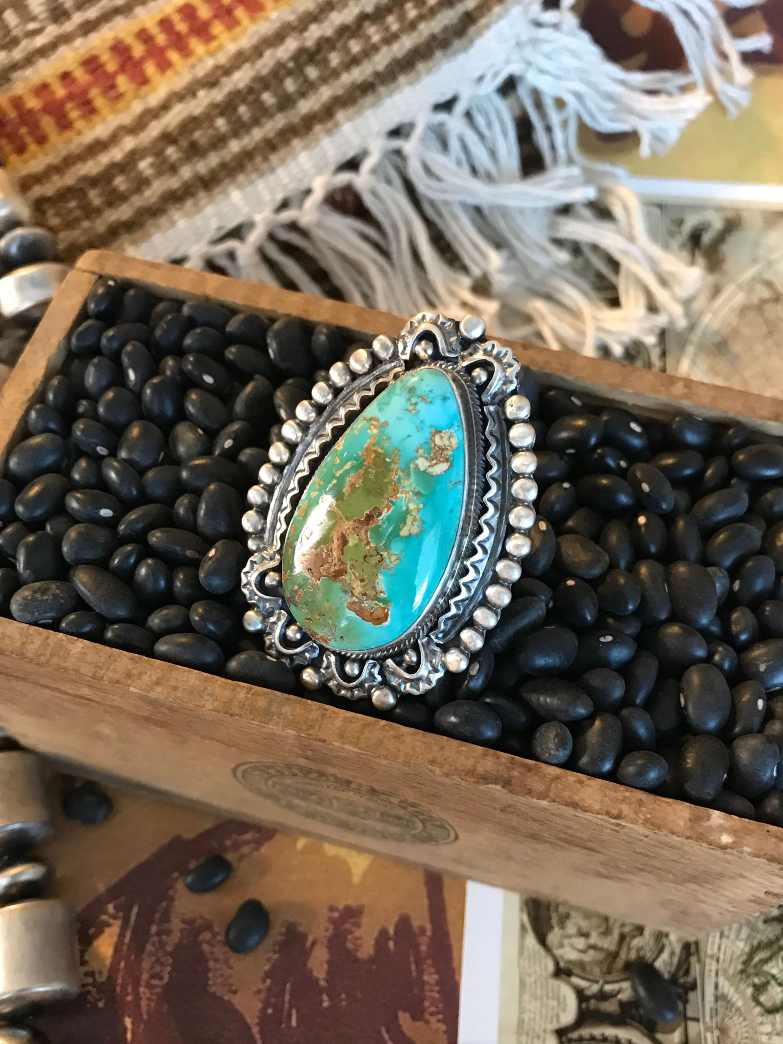 The Ruess Royston Ring 2, Sz 7.5-Rings-Calli Co., Turquoise and Silver Jewelry, Native American Handmade, Zuni Tribe, Navajo Tribe, Brock Texas