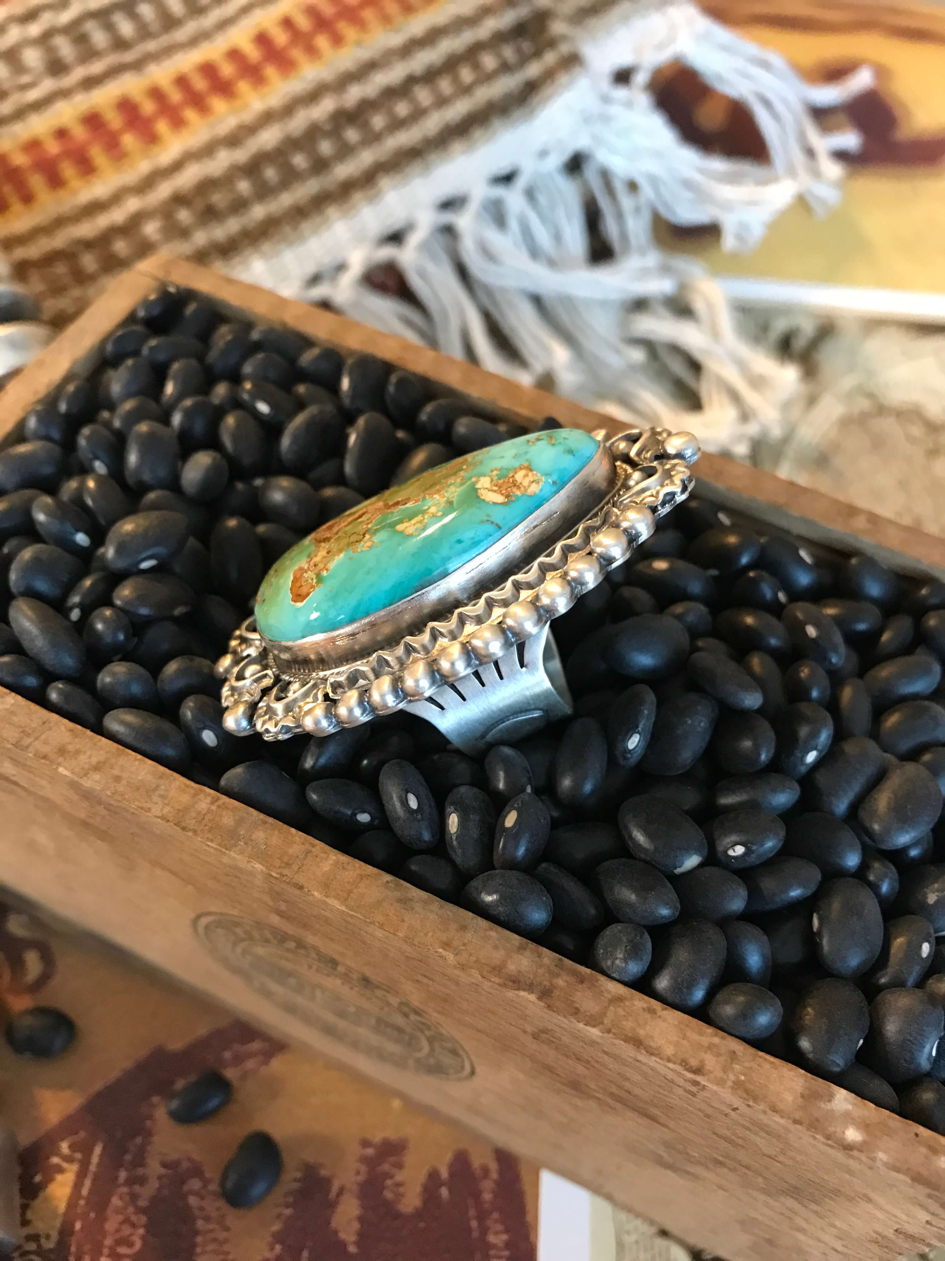 The Ruess Royston Ring 2, Sz 7.5-Rings-Calli Co., Turquoise and Silver Jewelry, Native American Handmade, Zuni Tribe, Navajo Tribe, Brock Texas