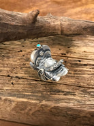 The Takoda Saddle Turquoise Ring 1, Sz 7.5-Rings-Calli Co., Turquoise and Silver Jewelry, Native American Handmade, Zuni Tribe, Navajo Tribe, Brock Texas