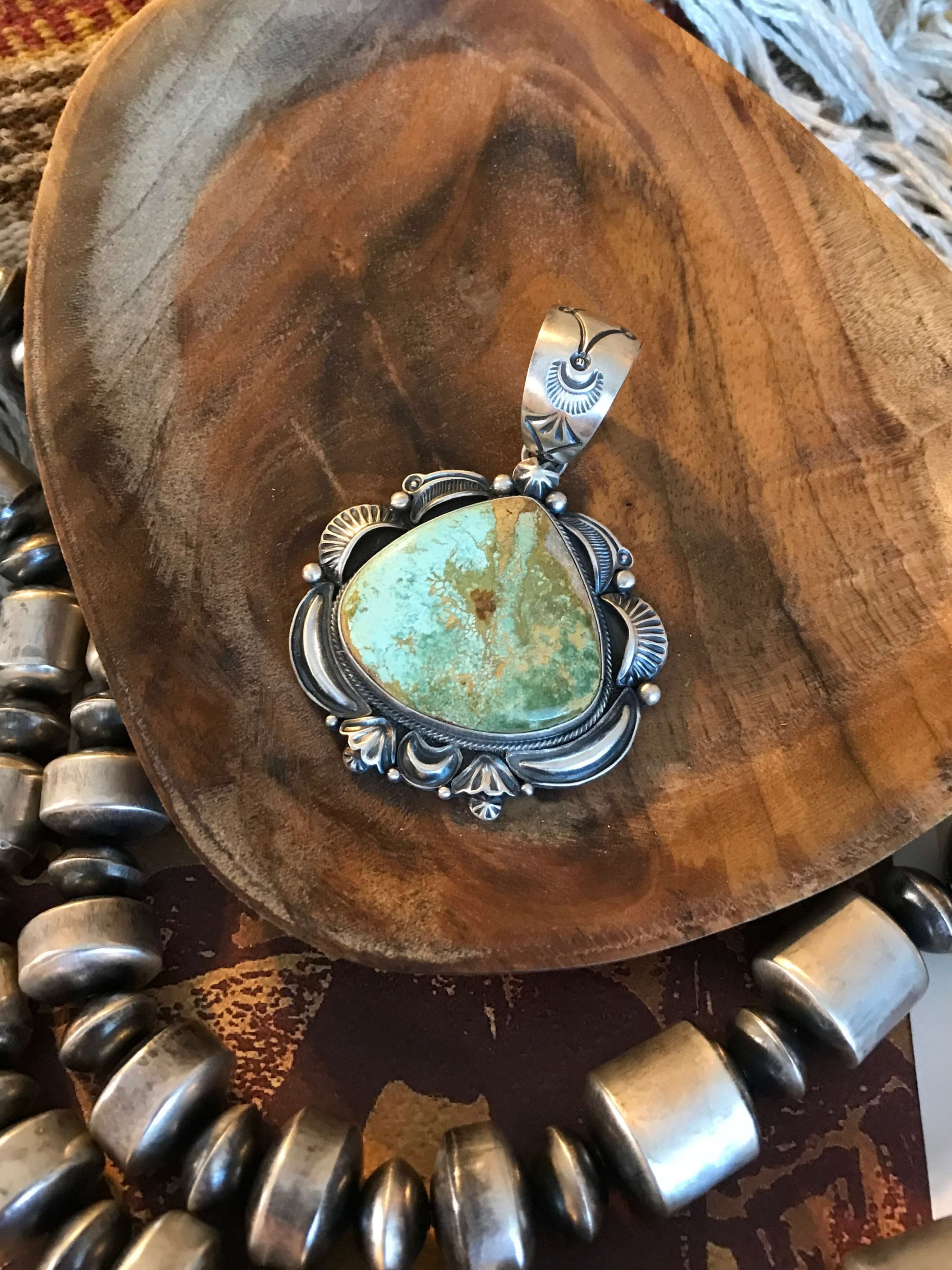 The Falmouth Pendant, 1-Pendants-Calli Co., Turquoise and Silver Jewelry, Native American Handmade, Zuni Tribe, Navajo Tribe, Brock Texas