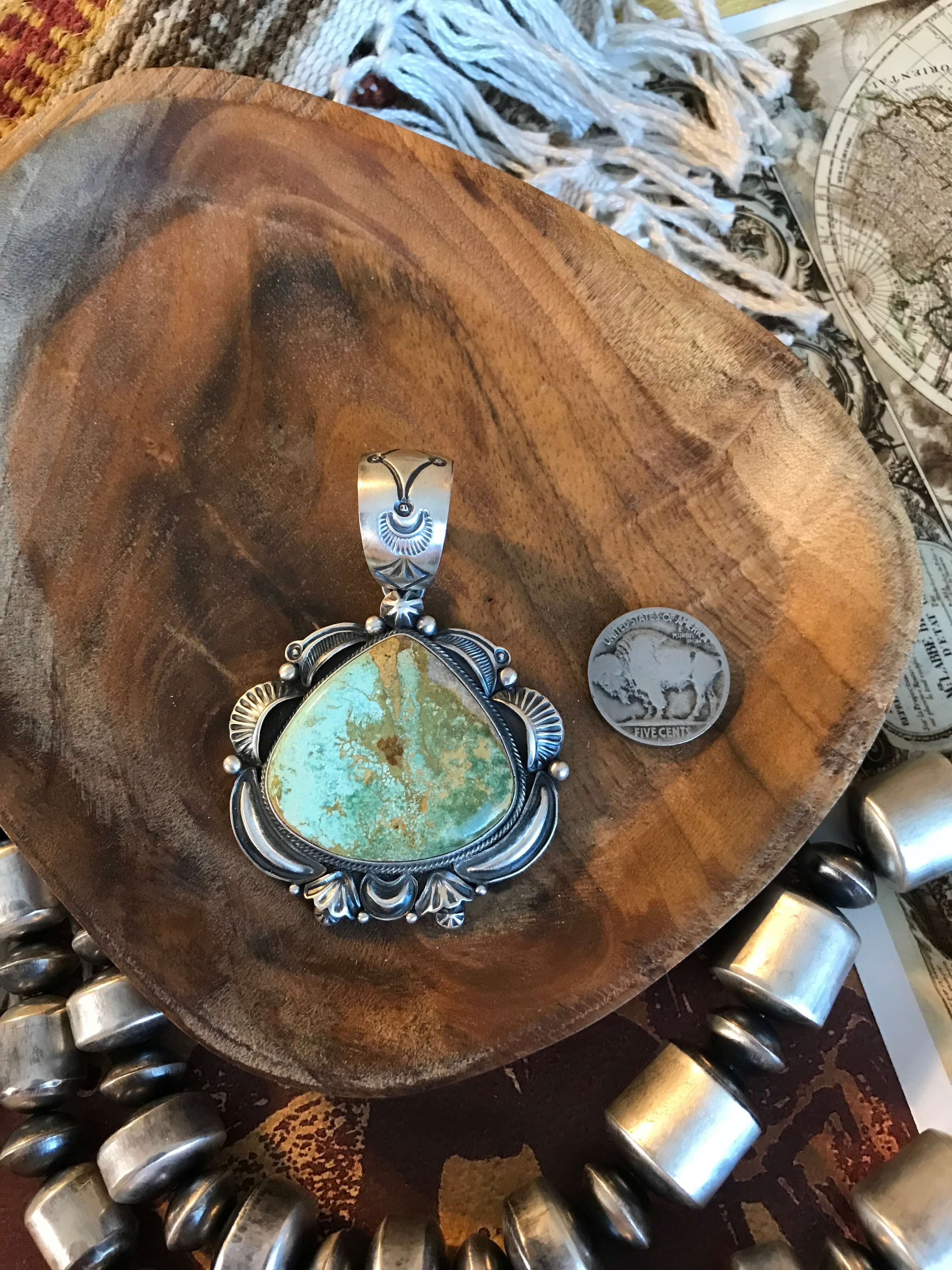 Handmade Native American Sterling Silver Turquoise outlets pendant