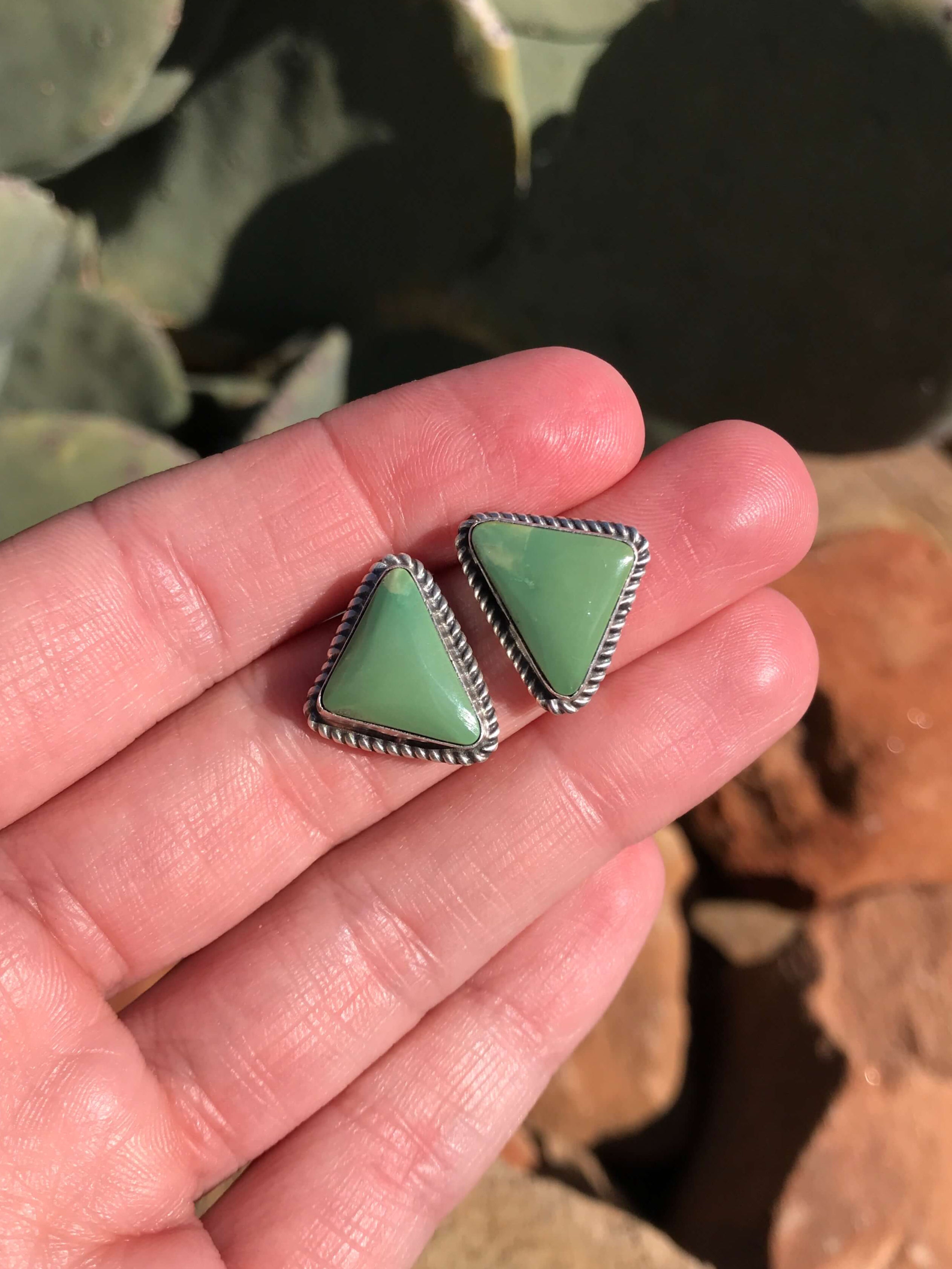 The Turquoise Studs, 38-Earrings-Calli Co., Turquoise and Silver Jewelry, Native American Handmade, Zuni Tribe, Navajo Tribe, Brock Texas