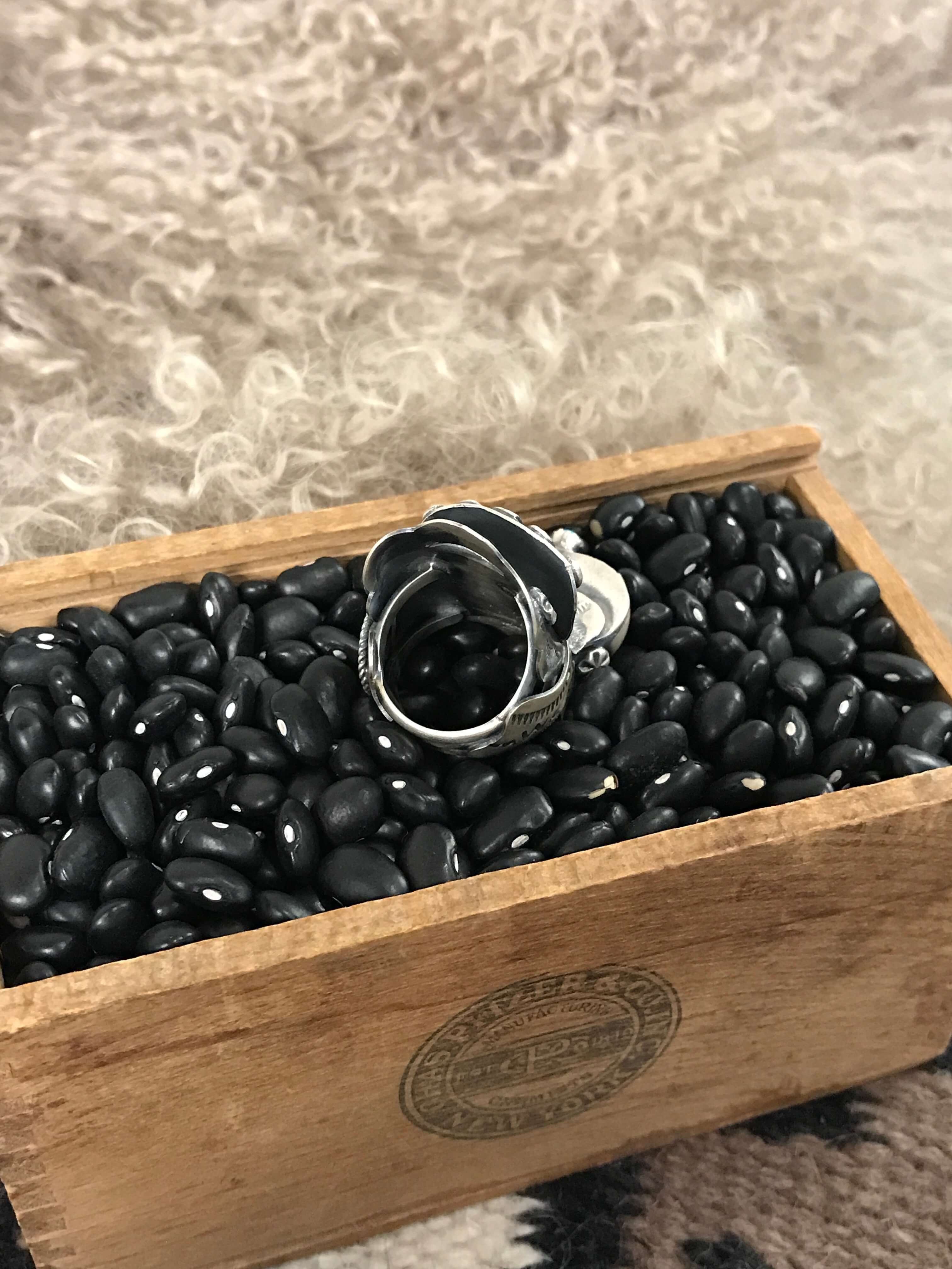 The Takoda Saddle Turquoise Ring 1, Sz 7.5-Rings-Calli Co., Turquoise and Silver Jewelry, Native American Handmade, Zuni Tribe, Navajo Tribe, Brock Texas