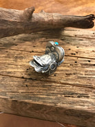 The Takoda Saddle Turquoise Ring 2, Sz 8-Rings-Calli Co., Turquoise and Silver Jewelry, Native American Handmade, Zuni Tribe, Navajo Tribe, Brock Texas