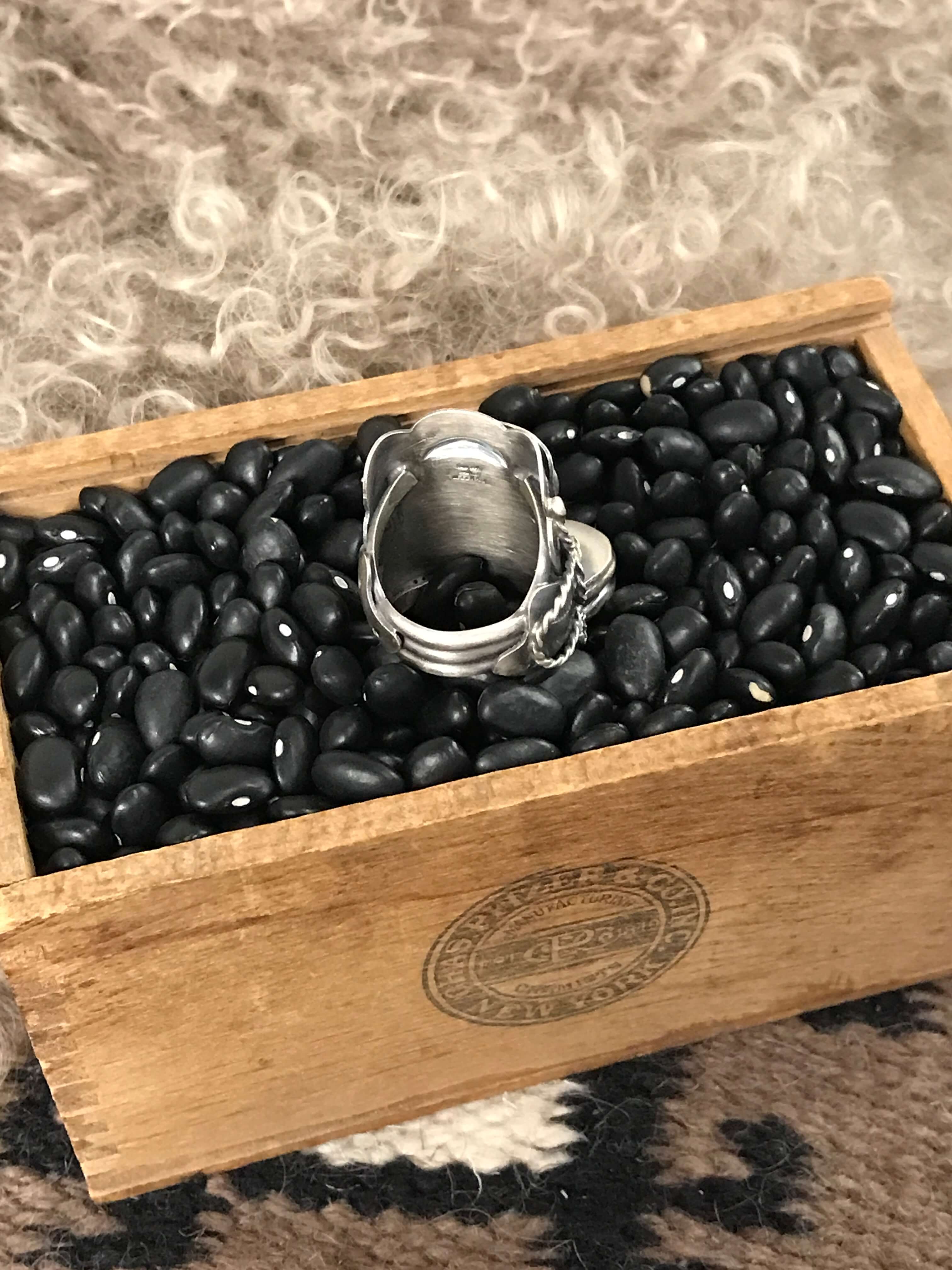 The Takoda Saddle Turquoise Ring 2, Sz 8-Rings-Calli Co., Turquoise and Silver Jewelry, Native American Handmade, Zuni Tribe, Navajo Tribe, Brock Texas