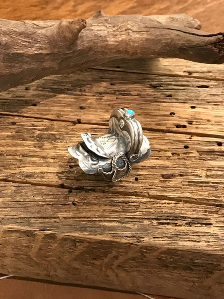 The Takoda Saddle Turquoise Ring 3, Sz 8.5 | Callie Co Silver