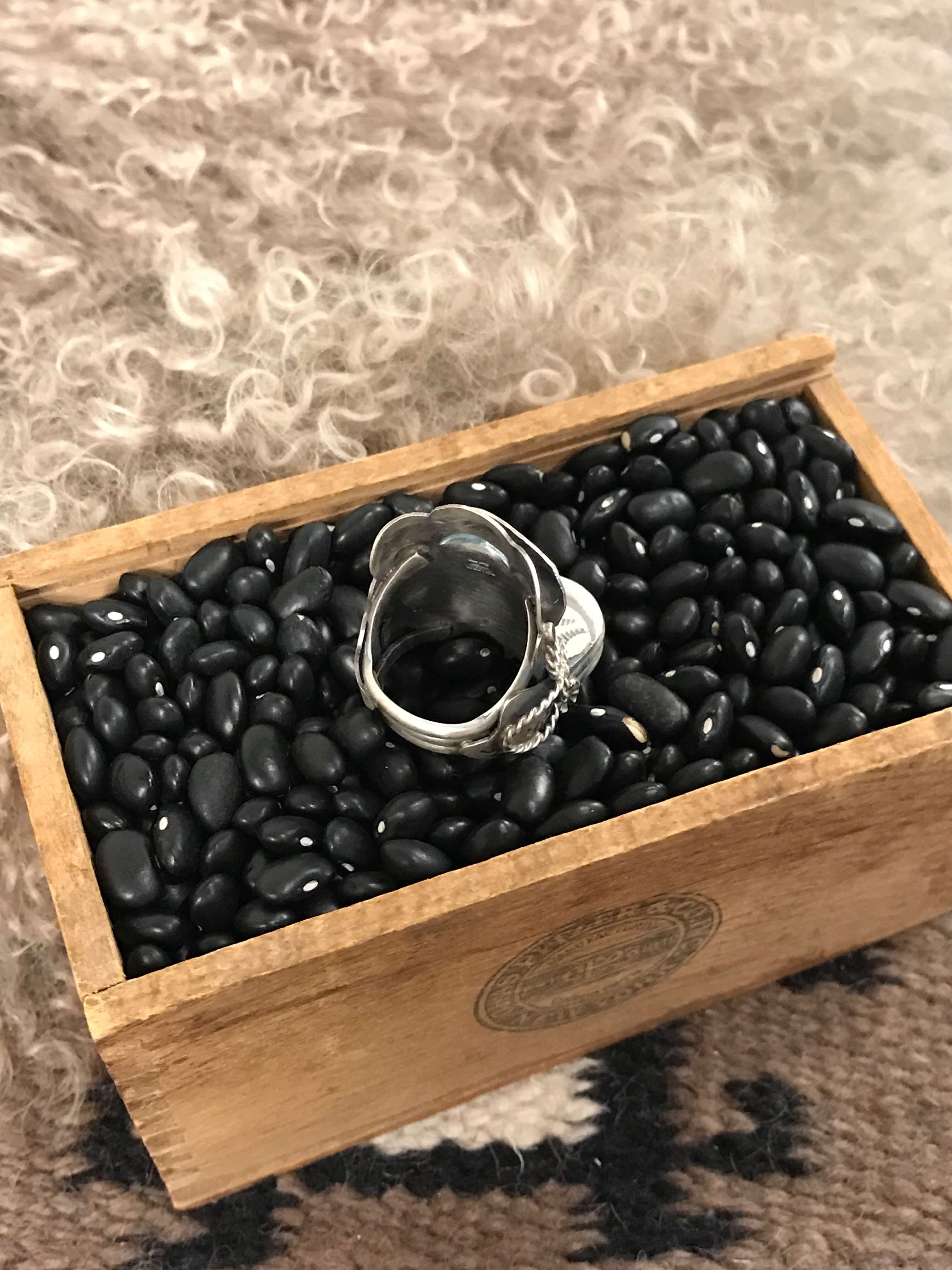 The Takoda Saddle Turquoise Ring 3, Sz 8.5-Rings-Calli Co., Turquoise and Silver Jewelry, Native American Handmade, Zuni Tribe, Navajo Tribe, Brock Texas