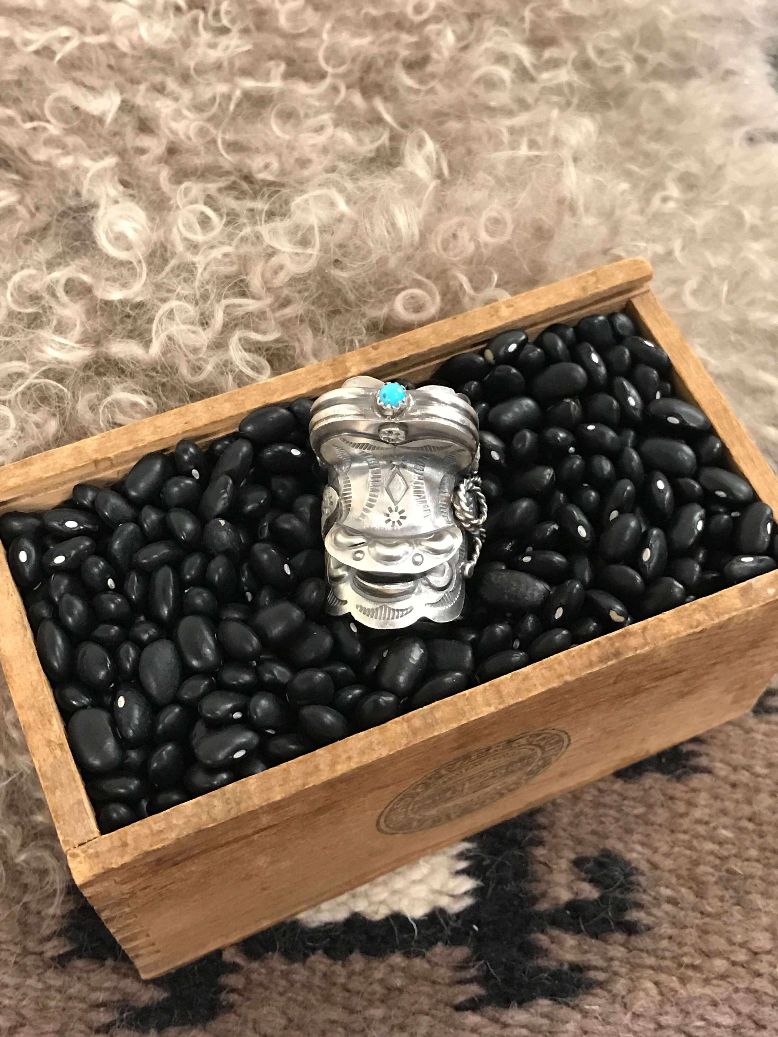 The Takoda Saddle Turquoise Ring 3, Sz 8.5-Rings-Calli Co., Turquoise and Silver Jewelry, Native American Handmade, Zuni Tribe, Navajo Tribe, Brock Texas