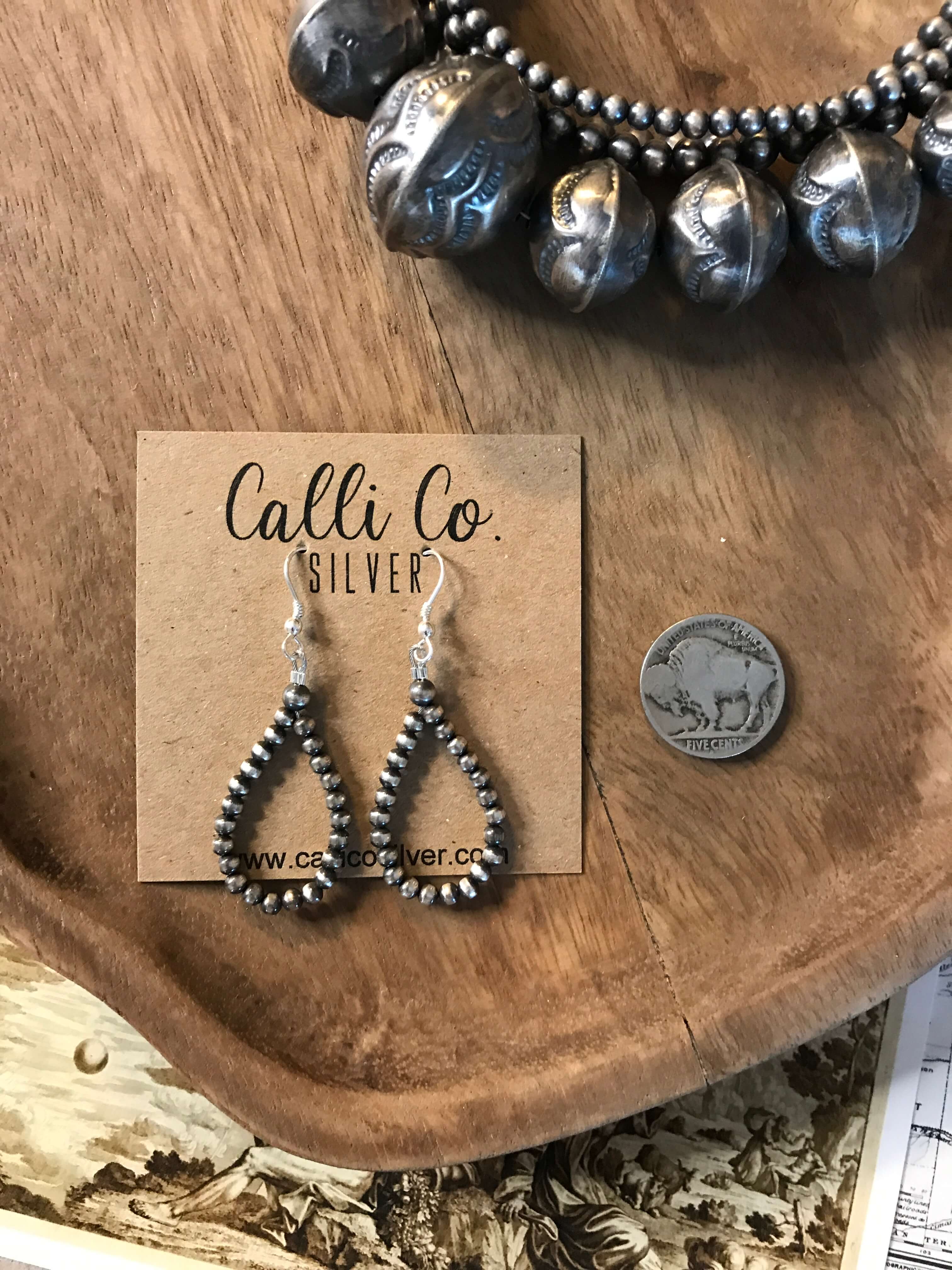 The 3mm Petite Teardrop Hoops-Earrings-Calli Co., Turquoise and Silver Jewelry, Native American Handmade, Zuni Tribe, Navajo Tribe, Brock Texas