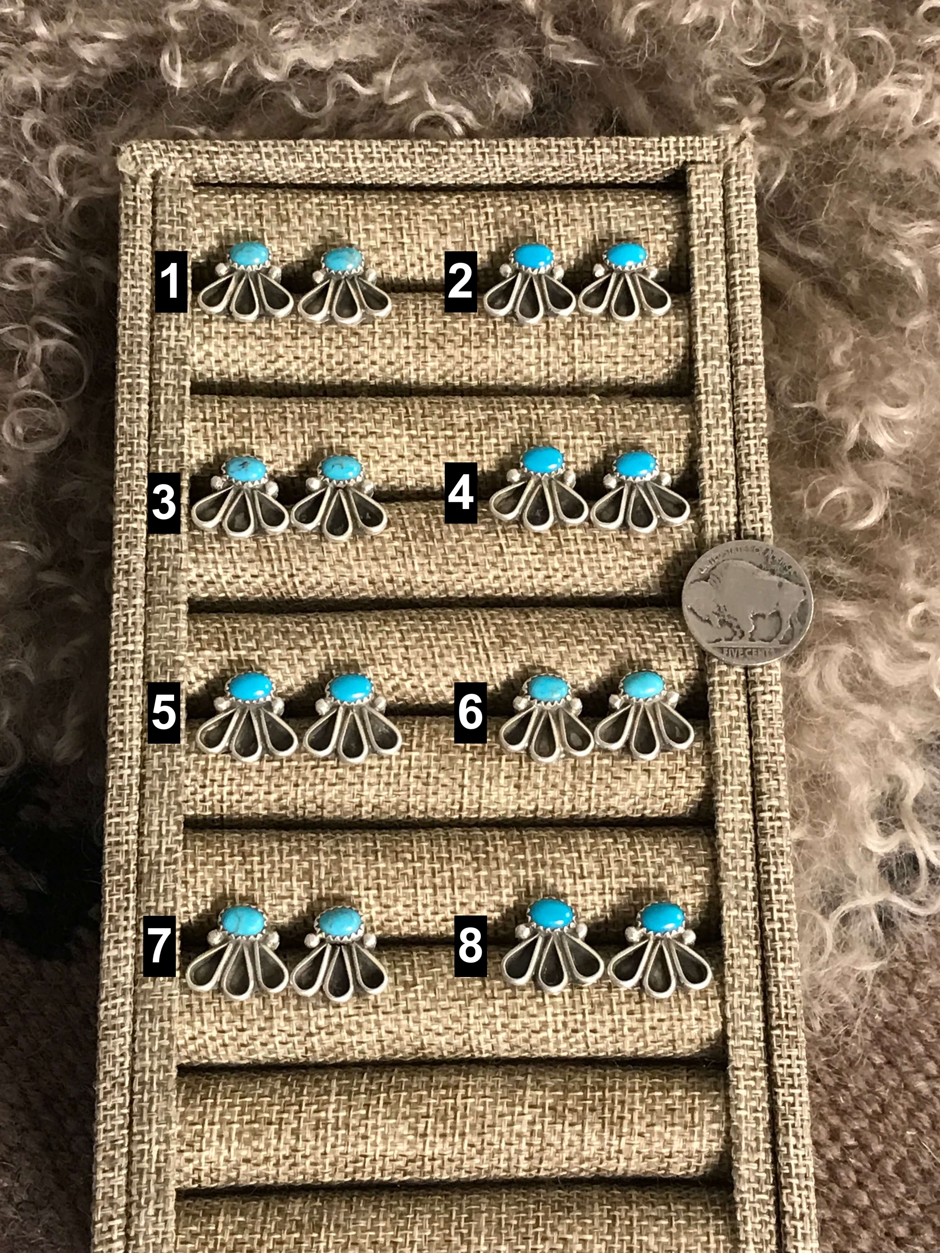 The Mira Turquoise Earrings-Earrings-Calli Co., Turquoise and Silver Jewelry, Native American Handmade, Zuni Tribe, Navajo Tribe, Brock Texas