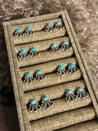 The Mira Turquoise Earrings-Earrings-Calli Co., Turquoise and Silver Jewelry, Native American Handmade, Zuni Tribe, Navajo Tribe, Brock Texas