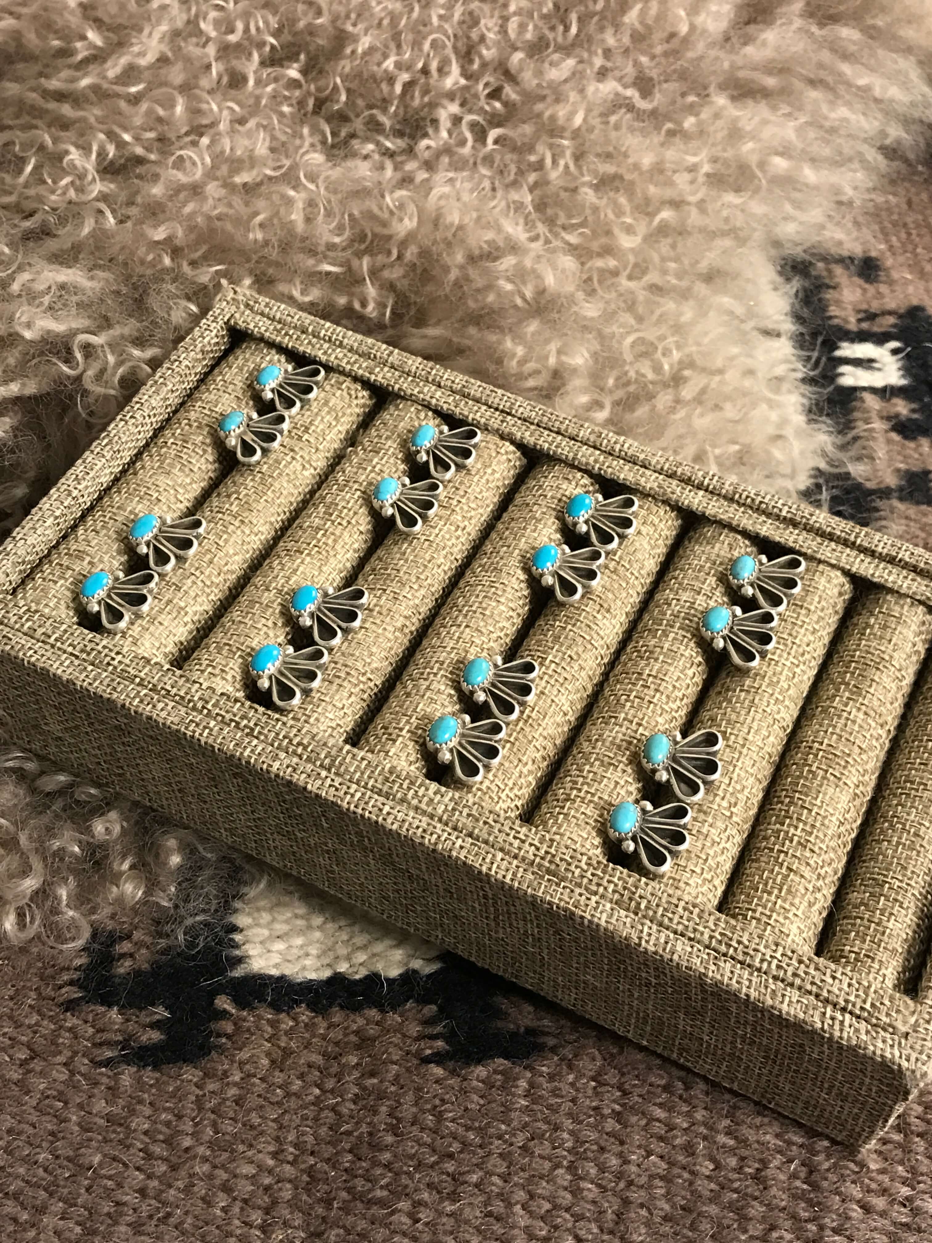 The Mira Turquoise Earrings-Earrings-Calli Co., Turquoise and Silver Jewelry, Native American Handmade, Zuni Tribe, Navajo Tribe, Brock Texas