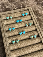 The Nova Heart Studs-Earrings-Calli Co., Turquoise and Silver Jewelry, Native American Handmade, Zuni Tribe, Navajo Tribe, Brock Texas