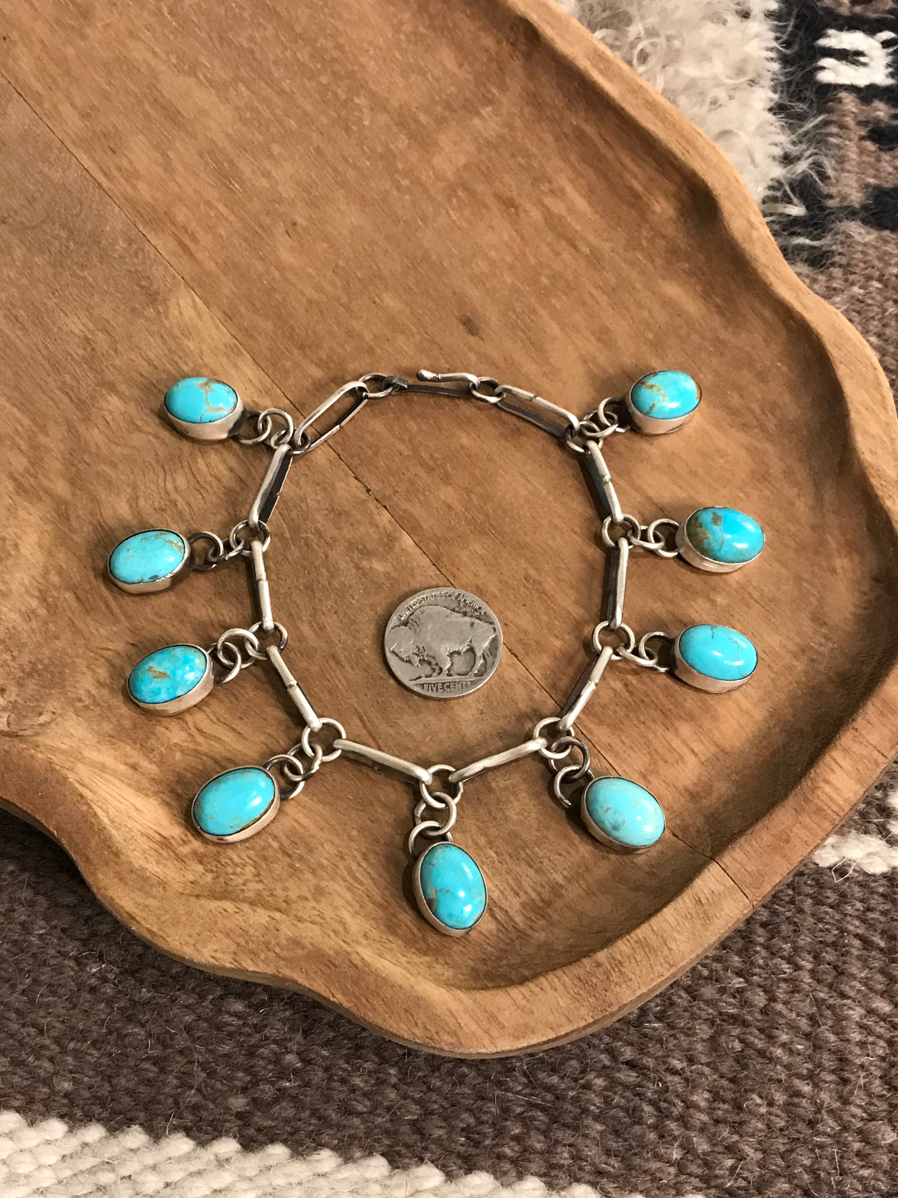 The Mavis Link Bracelet, 6-Bracelets & Cuffs-Calli Co., Turquoise and Silver Jewelry, Native American Handmade, Zuni Tribe, Navajo Tribe, Brock Texas