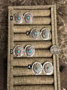 The Tillie Concho Earrings-Earrings-Calli Co., Turquoise and Silver Jewelry, Native American Handmade, Zuni Tribe, Navajo Tribe, Brock Texas