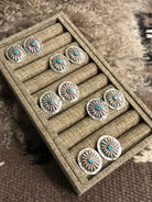 The Tillie Concho Earrings-Earrings-Calli Co., Turquoise and Silver Jewelry, Native American Handmade, Zuni Tribe, Navajo Tribe, Brock Texas