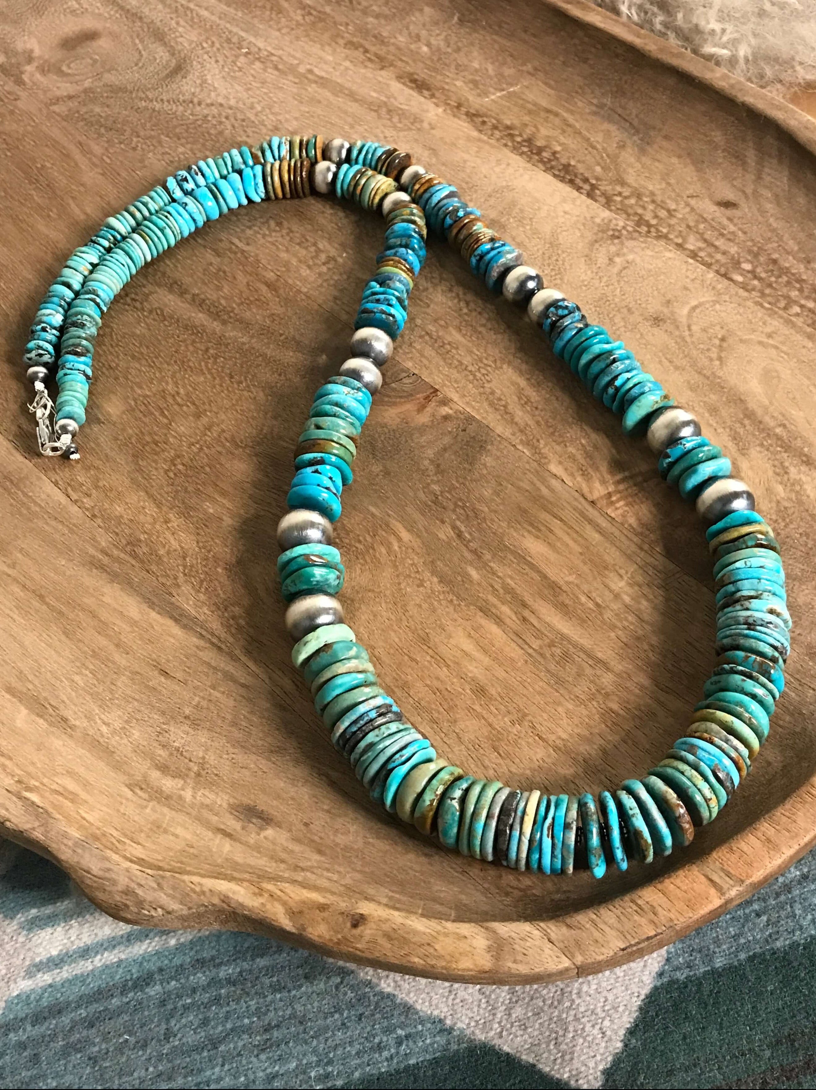 The Tuscola 34" Statement Necklace, 1 xx-Necklaces-Calli Co., Turquoise and Silver Jewelry, Native American Handmade, Zuni Tribe, Navajo Tribe, Brock Texas
