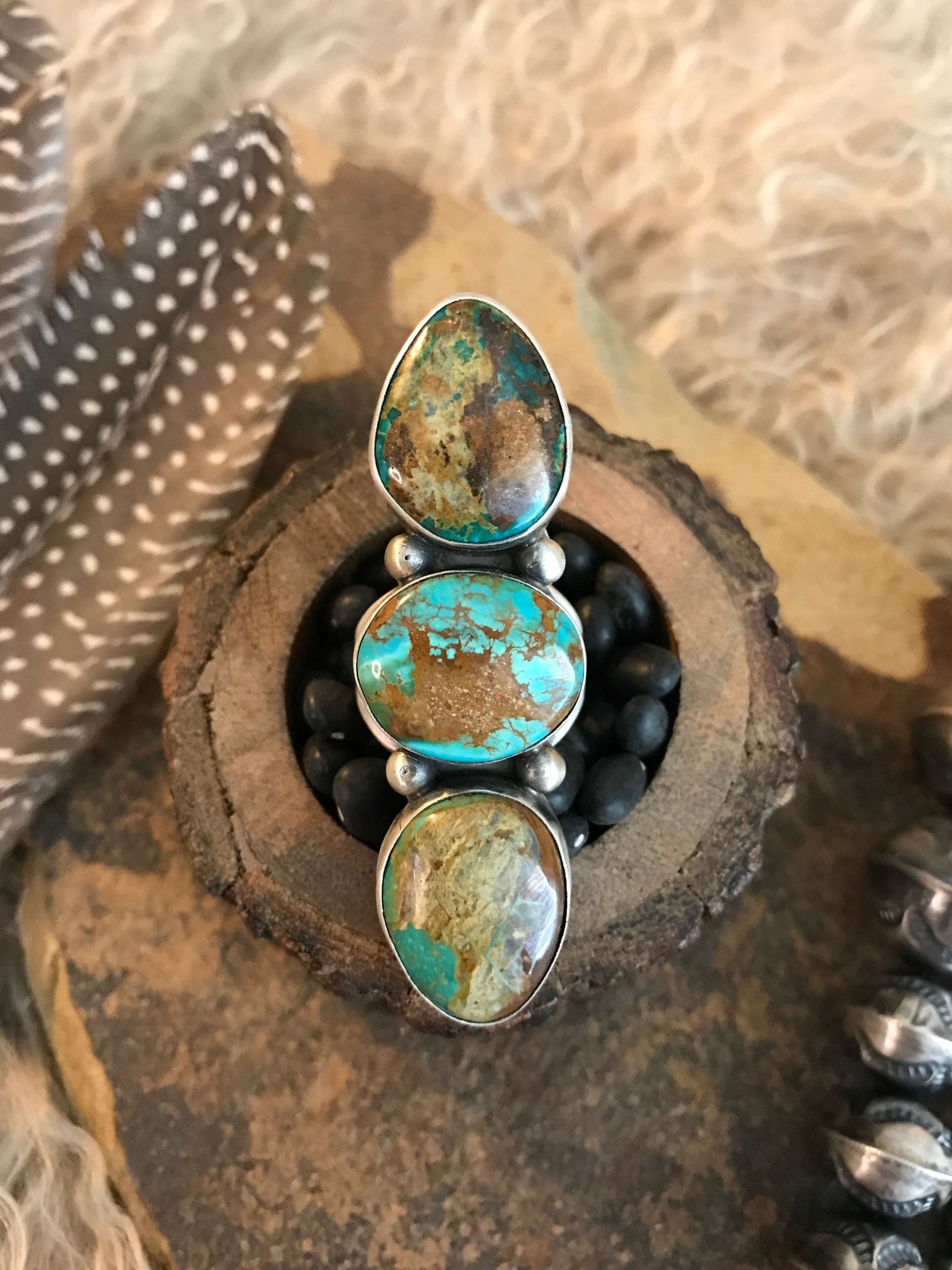 The Grand Valley Ring 1, Sz 9-Rings-Calli Co., Turquoise and Silver Jewelry, Native American Handmade, Zuni Tribe, Navajo Tribe, Brock Texas