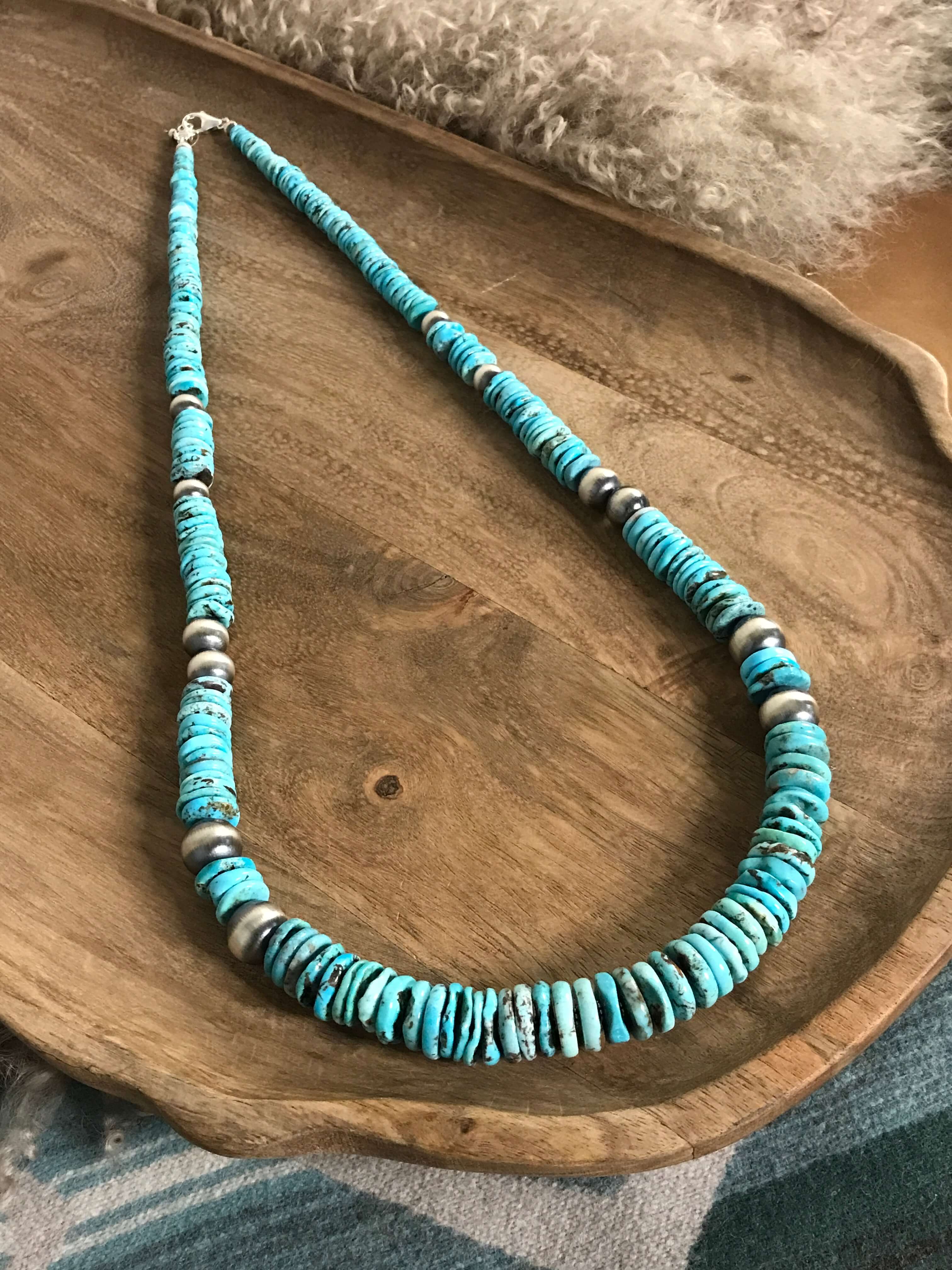 The Tuscola 34" Statement Necklace, 4-Necklaces-Calli Co., Turquoise and Silver Jewelry, Native American Handmade, Zuni Tribe, Navajo Tribe, Brock Texas