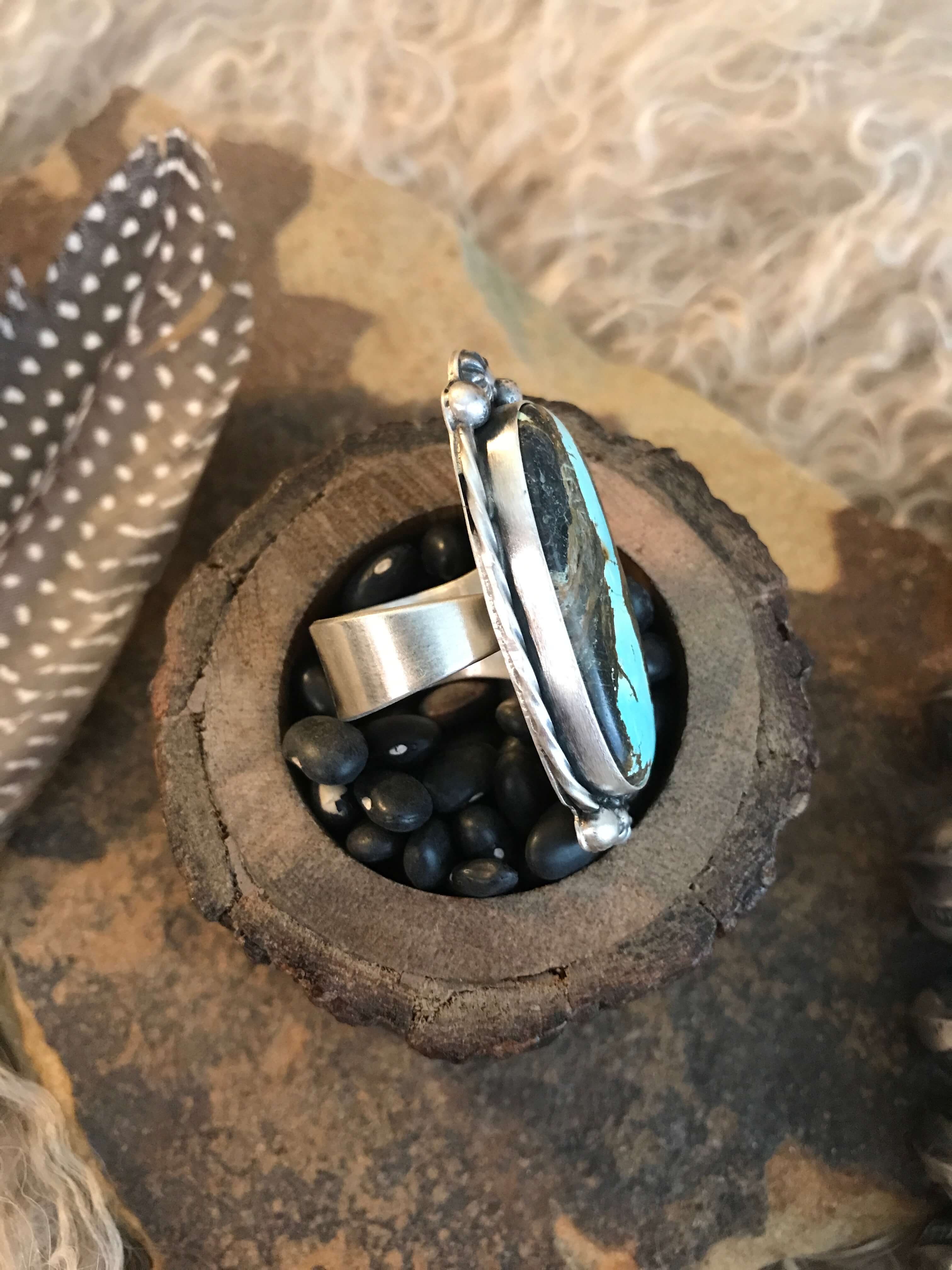 The Coos Bay Ring, Adjustable-Rings-Calli Co., Turquoise and Silver Jewelry, Native American Handmade, Zuni Tribe, Navajo Tribe, Brock Texas