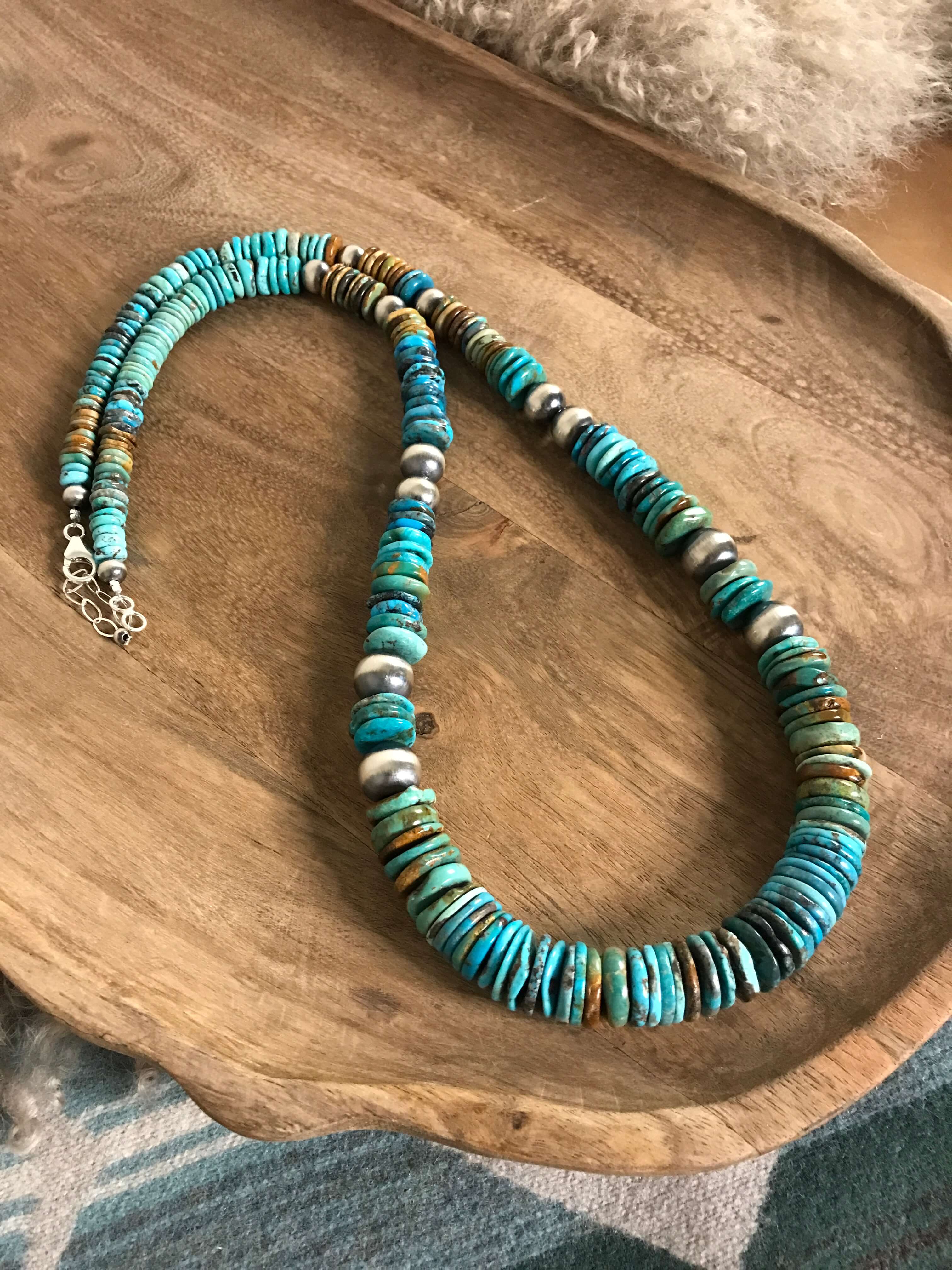 The Tuscola 34" Statement Necklace, 5-Necklaces-Calli Co., Turquoise and Silver Jewelry, Native American Handmade, Zuni Tribe, Navajo Tribe, Brock Texas