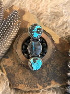 The Chancey Statement Ring, Adjustable-Rings-Calli Co., Turquoise and Silver Jewelry, Native American Handmade, Zuni Tribe, Navajo Tribe, Brock Texas