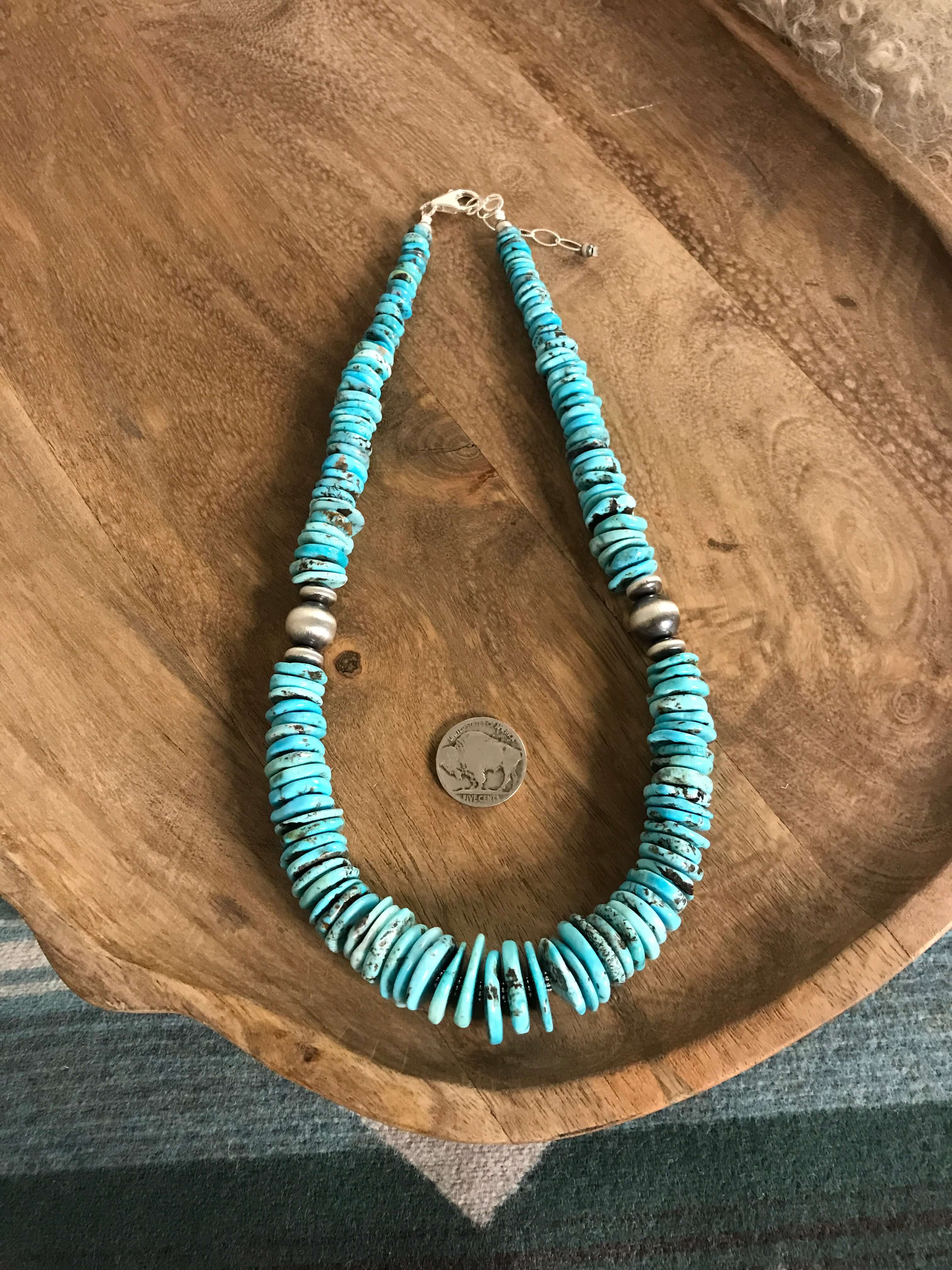 The Brady 20" Stacked Necklace, 1-Necklaces-Calli Co., Turquoise and Silver Jewelry, Native American Handmade, Zuni Tribe, Navajo Tribe, Brock Texas