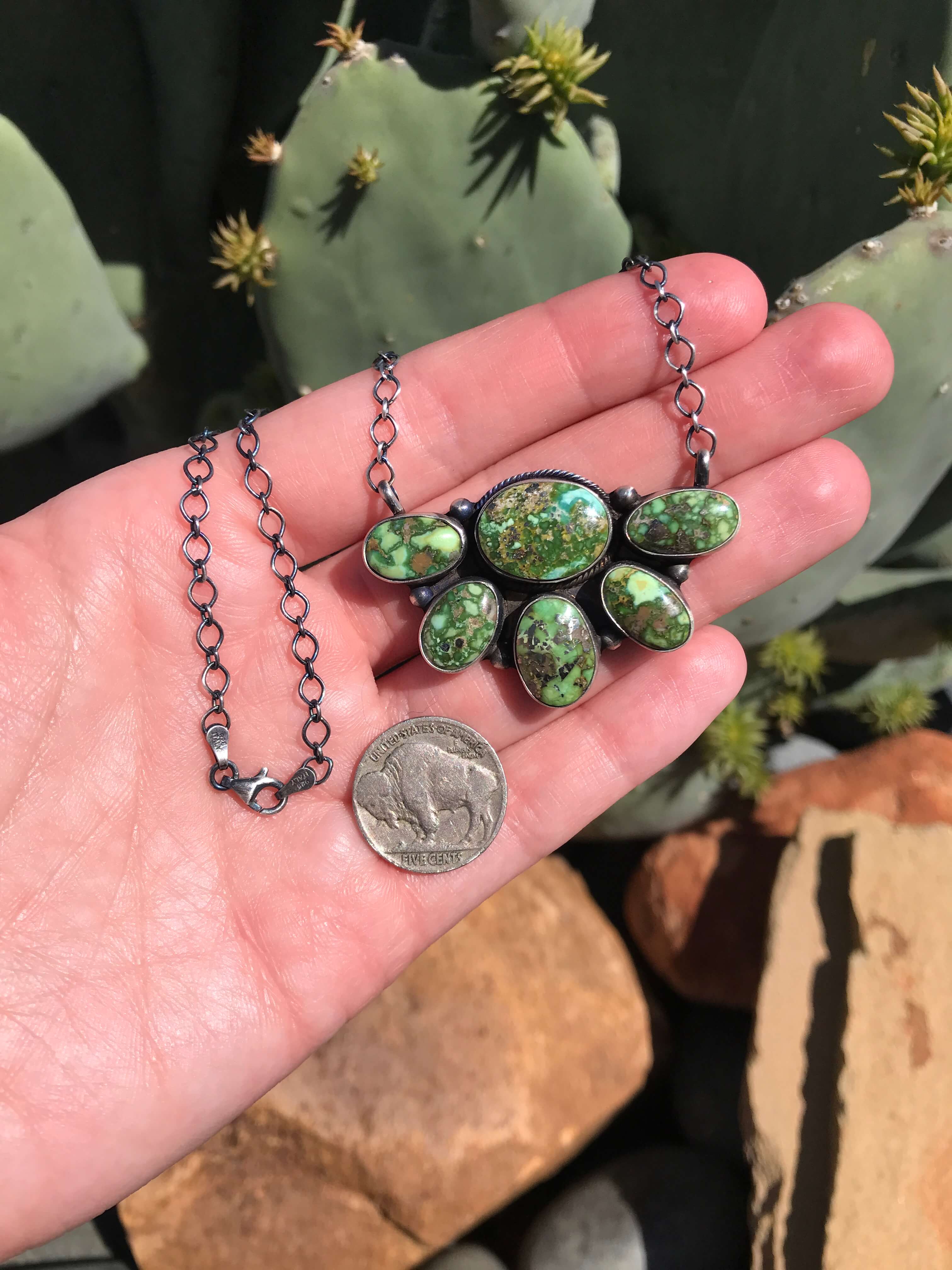 The Eastland Necklace, 1-Necklaces-Calli Co., Turquoise and Silver Jewelry, Native American Handmade, Zuni Tribe, Navajo Tribe, Brock Texas