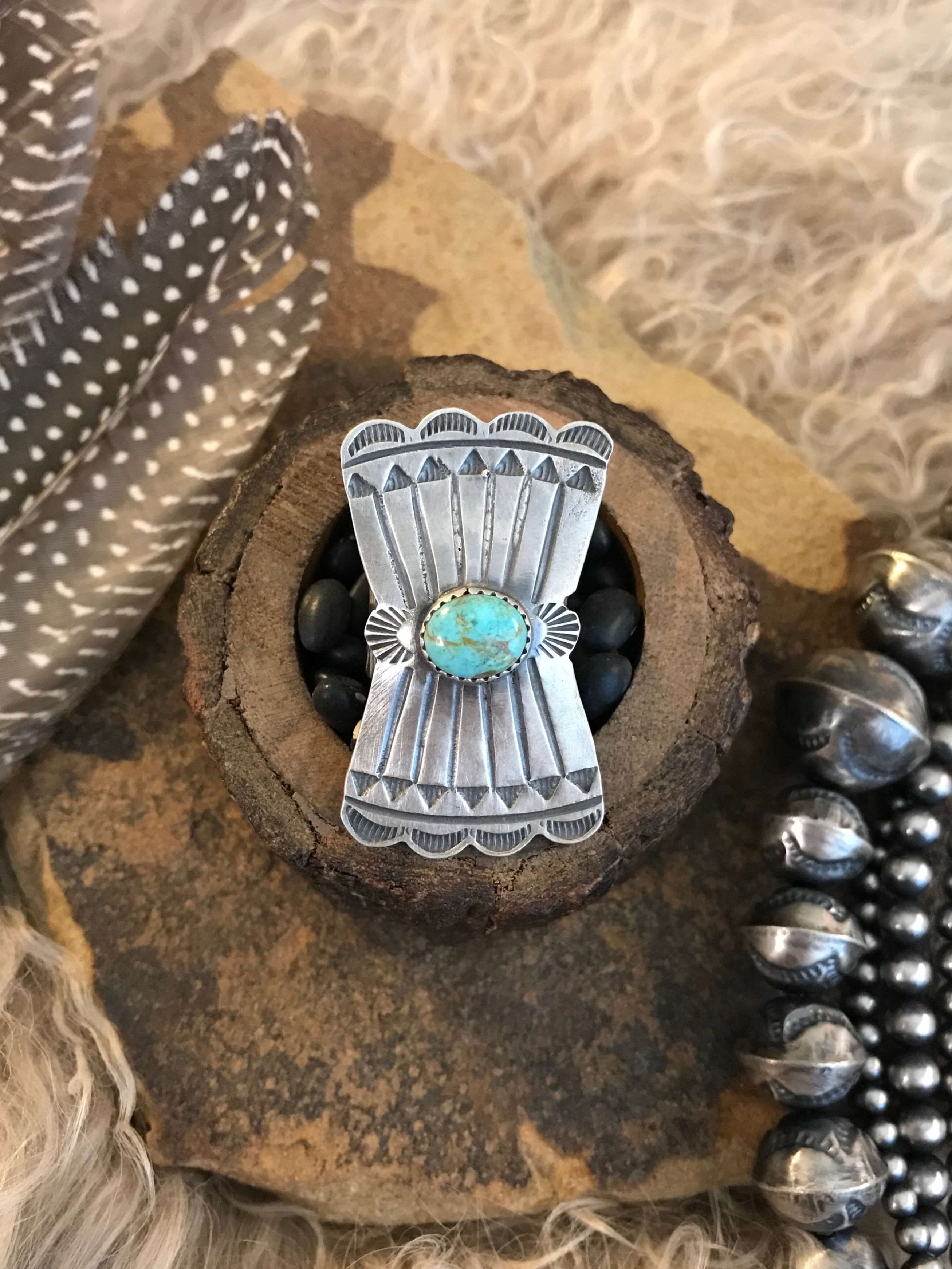 The Bowtie Ring 11, Sz. 8.5-Rings-Calli Co., Turquoise and Silver Jewelry, Native American Handmade, Zuni Tribe, Navajo Tribe, Brock Texas