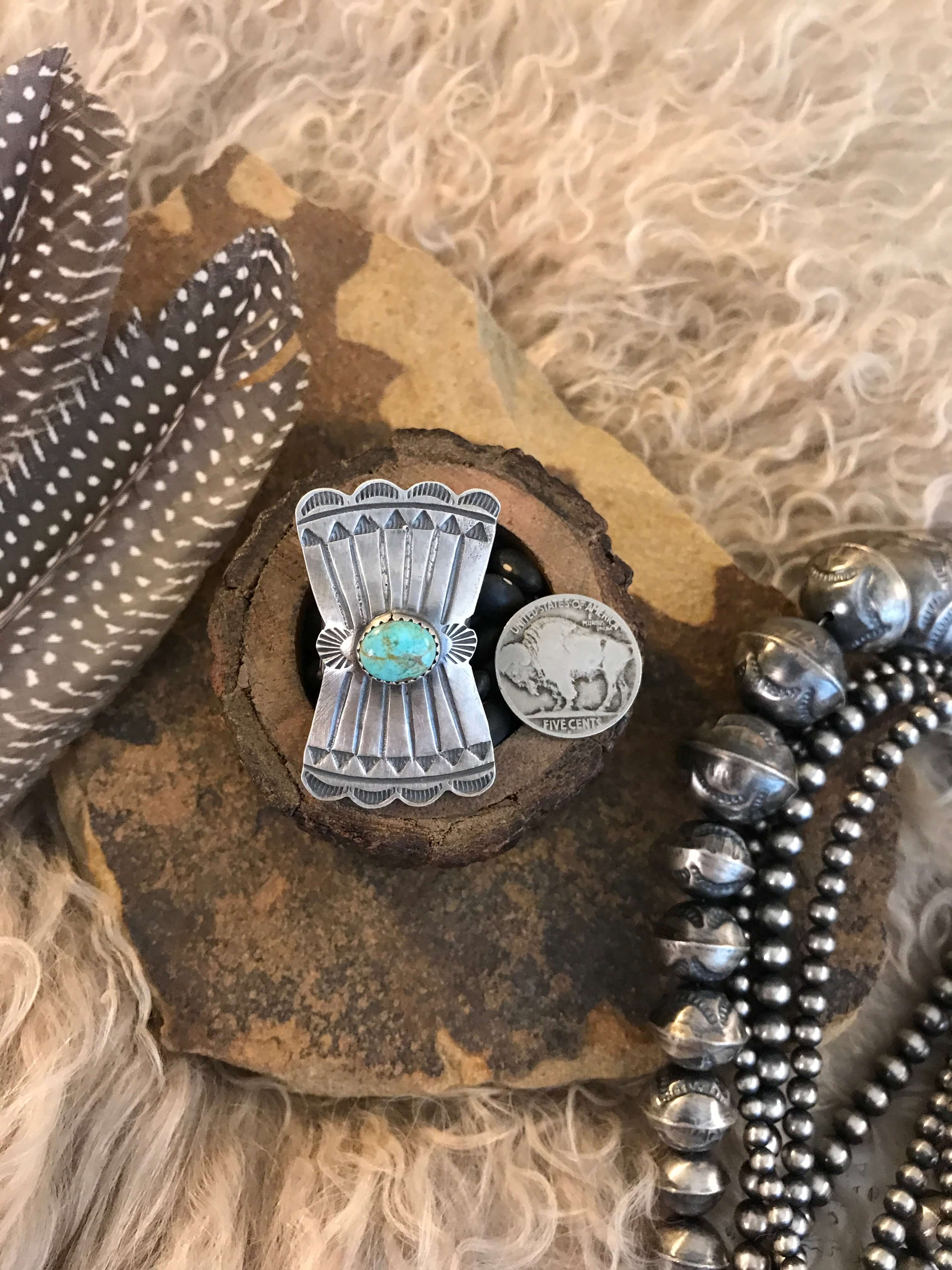 The Bowtie Ring 11, Sz. 8.5-Rings-Calli Co., Turquoise and Silver Jewelry, Native American Handmade, Zuni Tribe, Navajo Tribe, Brock Texas