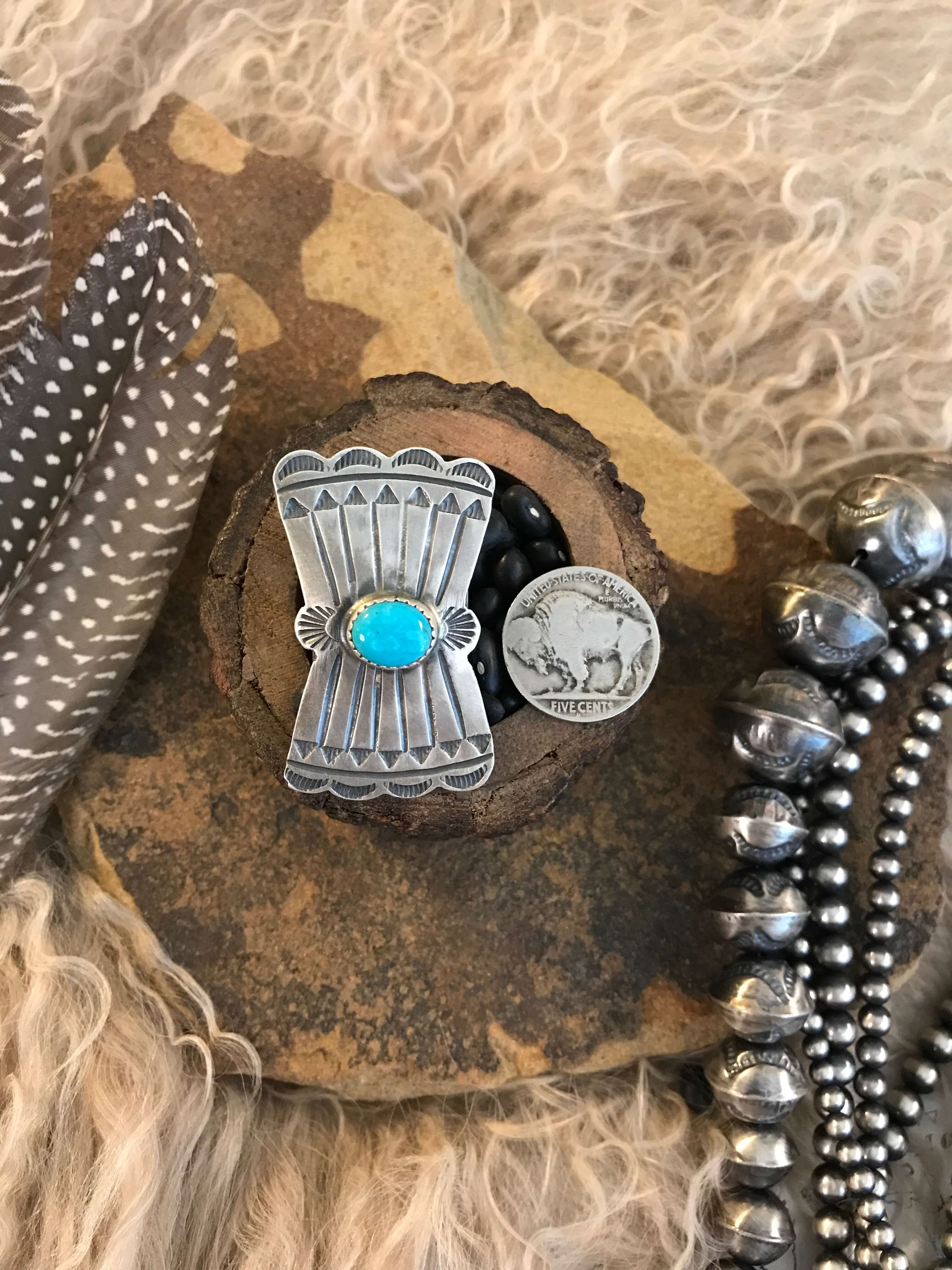 The Bowtie Ring 12, Sz. 8-Rings-Calli Co., Turquoise and Silver Jewelry, Native American Handmade, Zuni Tribe, Navajo Tribe, Brock Texas