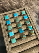 The Haskell Square Adjustable Rings xx-Rings-Calli Co., Turquoise and Silver Jewelry, Native American Handmade, Zuni Tribe, Navajo Tribe, Brock Texas