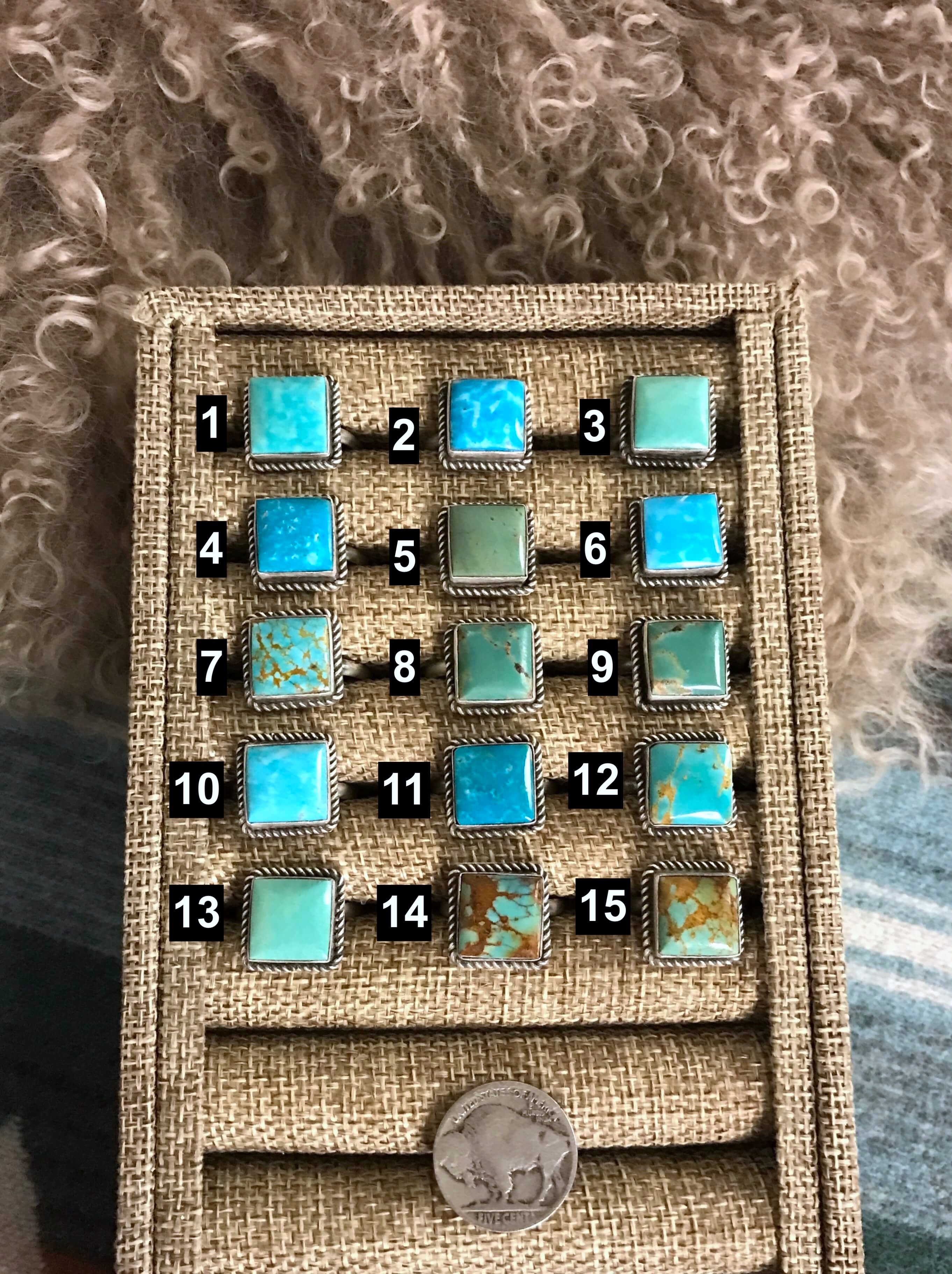 The Haskell Square Adjustable Rings xx-Rings-Calli Co., Turquoise and Silver Jewelry, Native American Handmade, Zuni Tribe, Navajo Tribe, Brock Texas