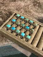 The Haskell Square Adjustable Rings xx-Rings-Calli Co., Turquoise and Silver Jewelry, Native American Handmade, Zuni Tribe, Navajo Tribe, Brock Texas