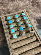 The Haskell Square Adjustable Rings xx-Rings-Calli Co., Turquoise and Silver Jewelry, Native American Handmade, Zuni Tribe, Navajo Tribe, Brock Texas