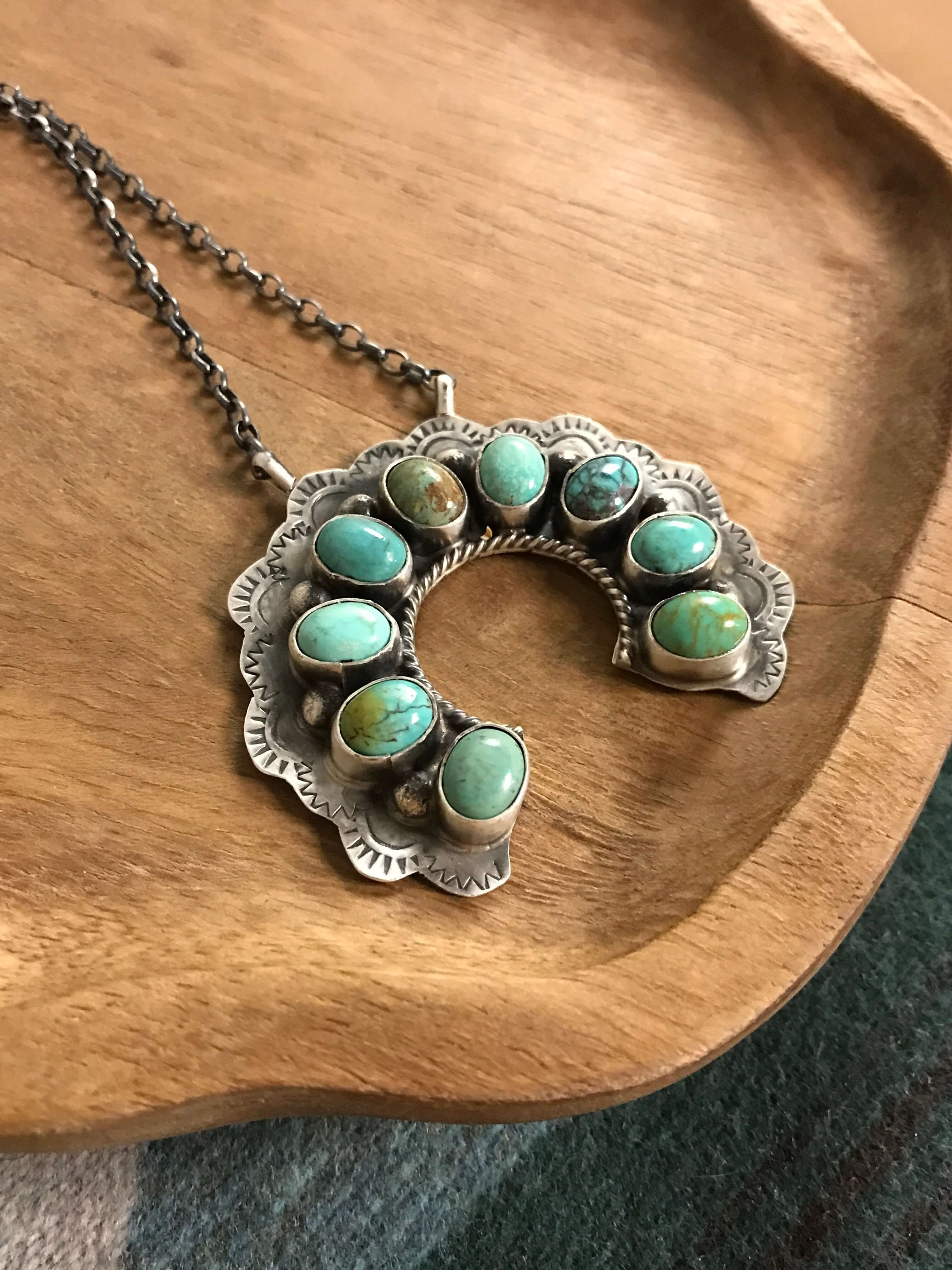 Women's Navajo Handmade Turquoise Naja Necklace | Calli Co Silver