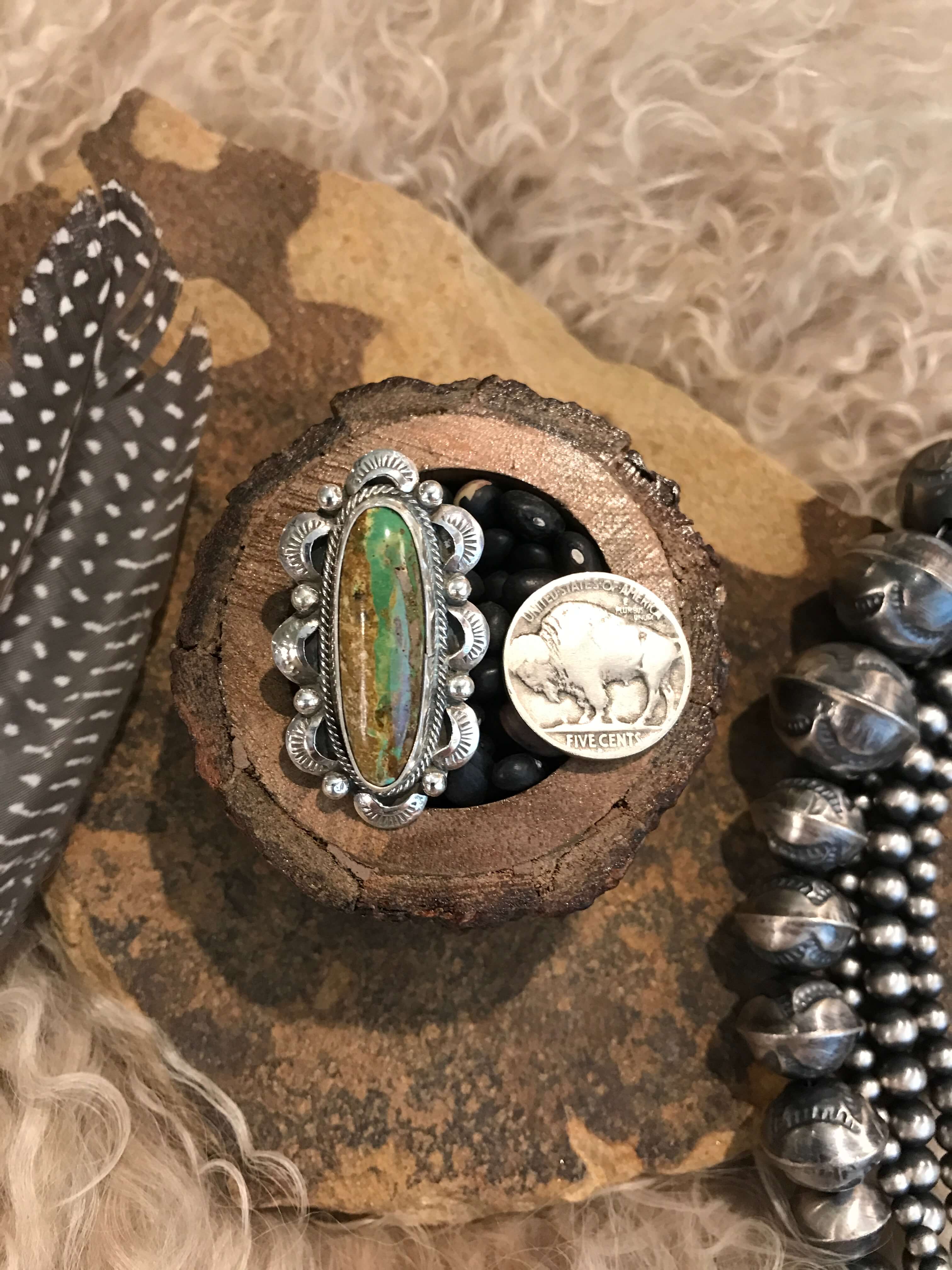 The Victory Ring 3, Sz 8-Rings-Calli Co., Turquoise and Silver Jewelry, Native American Handmade, Zuni Tribe, Navajo Tribe, Brock Texas