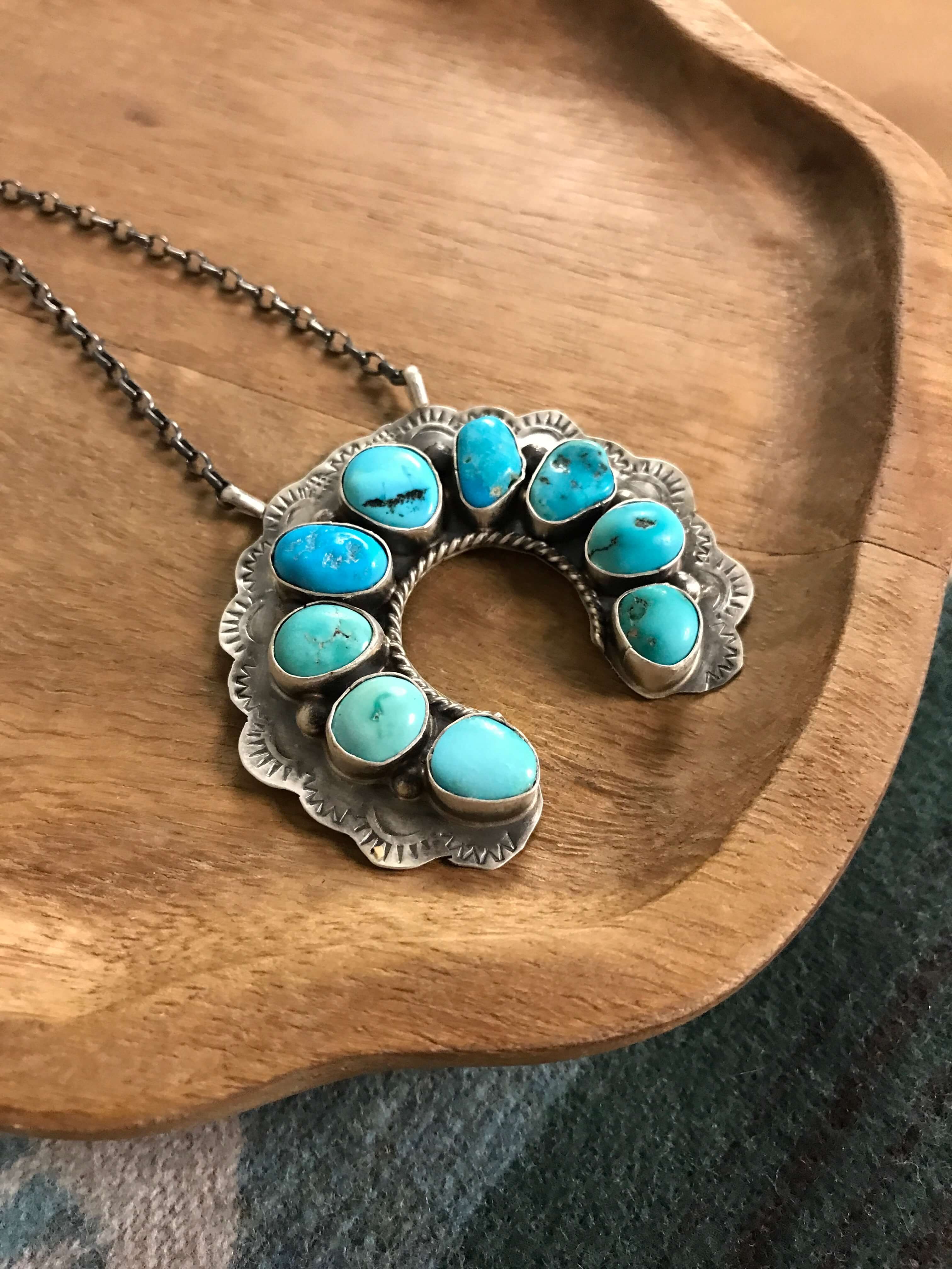 The Friona Naja Necklace, 2-Necklaces-Calli Co., Turquoise and Silver Jewelry, Native American Handmade, Zuni Tribe, Navajo Tribe, Brock Texas