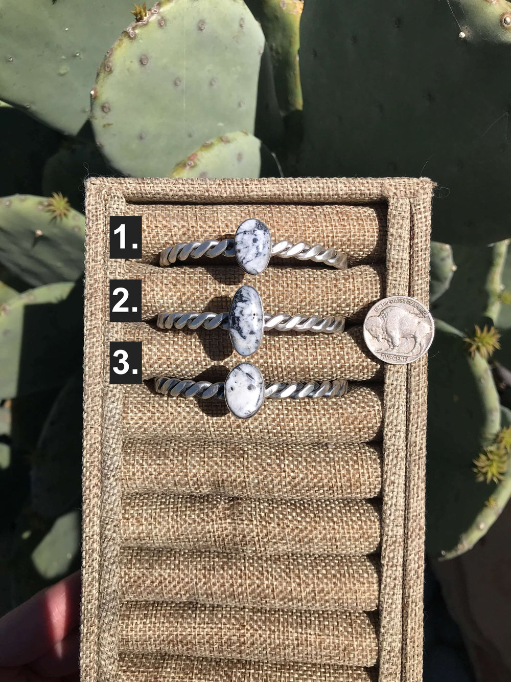 The Dekalb White Buffalo Cuffs-Bracelets & Cuffs-Calli Co., Turquoise and Silver Jewelry, Native American Handmade, Zuni Tribe, Navajo Tribe, Brock Texas