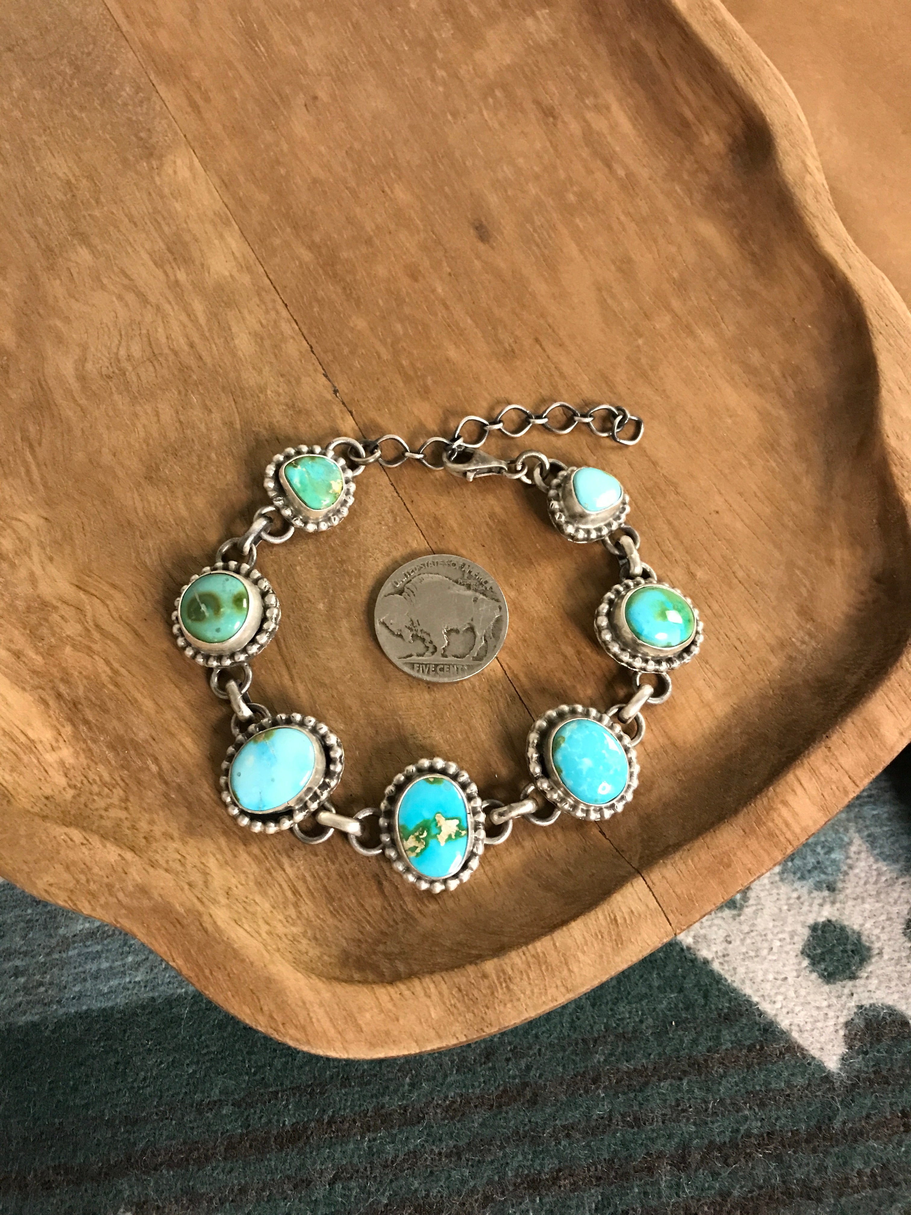 The Kiona Link Bracelet, 2-Bracelets & Cuffs-Calli Co., Turquoise and Silver Jewelry, Native American Handmade, Zuni Tribe, Navajo Tribe, Brock Texas
