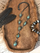 The Gretchen Lariat Necklace-Necklaces-Calli Co., Turquoise and Silver Jewelry, Native American Handmade, Zuni Tribe, Navajo Tribe, Brock Texas