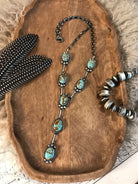 The Gretchen Lariat Necklace-Necklaces-Calli Co., Turquoise and Silver Jewelry, Native American Handmade, Zuni Tribe, Navajo Tribe, Brock Texas