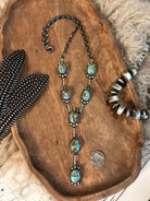 The Gretchen Lariat Necklace-Necklaces-Calli Co., Turquoise and Silver Jewelry, Native American Handmade, Zuni Tribe, Navajo Tribe, Brock Texas