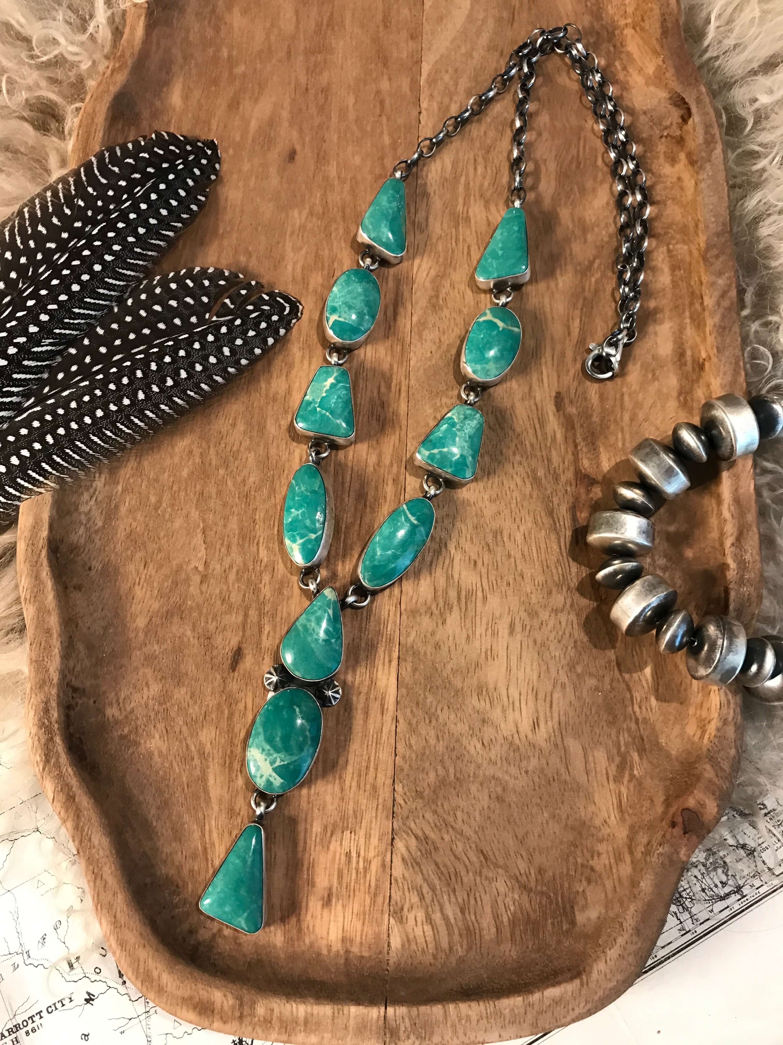 The Lariat Necklace, 3-Necklaces-Calli Co., Turquoise and Silver Jewelry, Native American Handmade, Zuni Tribe, Navajo Tribe, Brock Texas